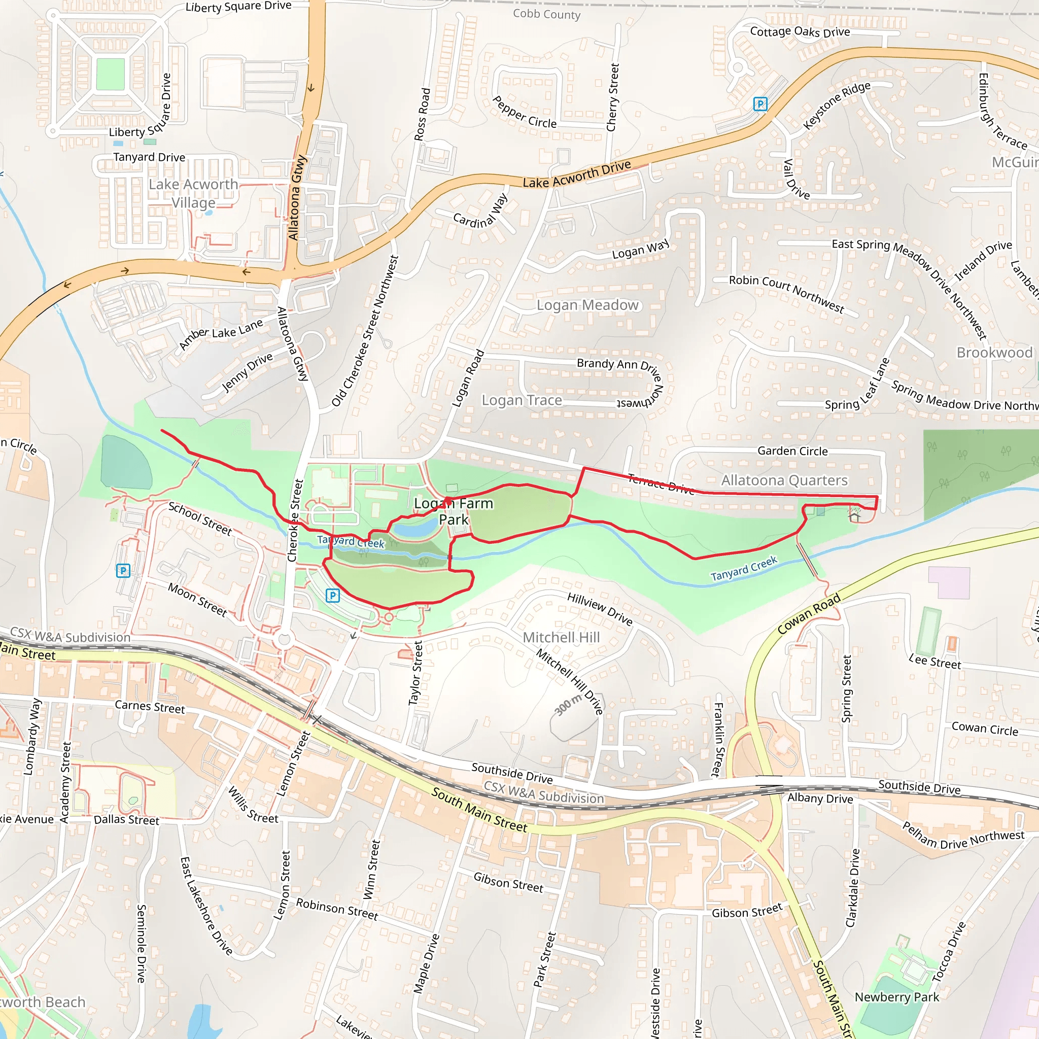Logan Farm Park Loop mobile static map