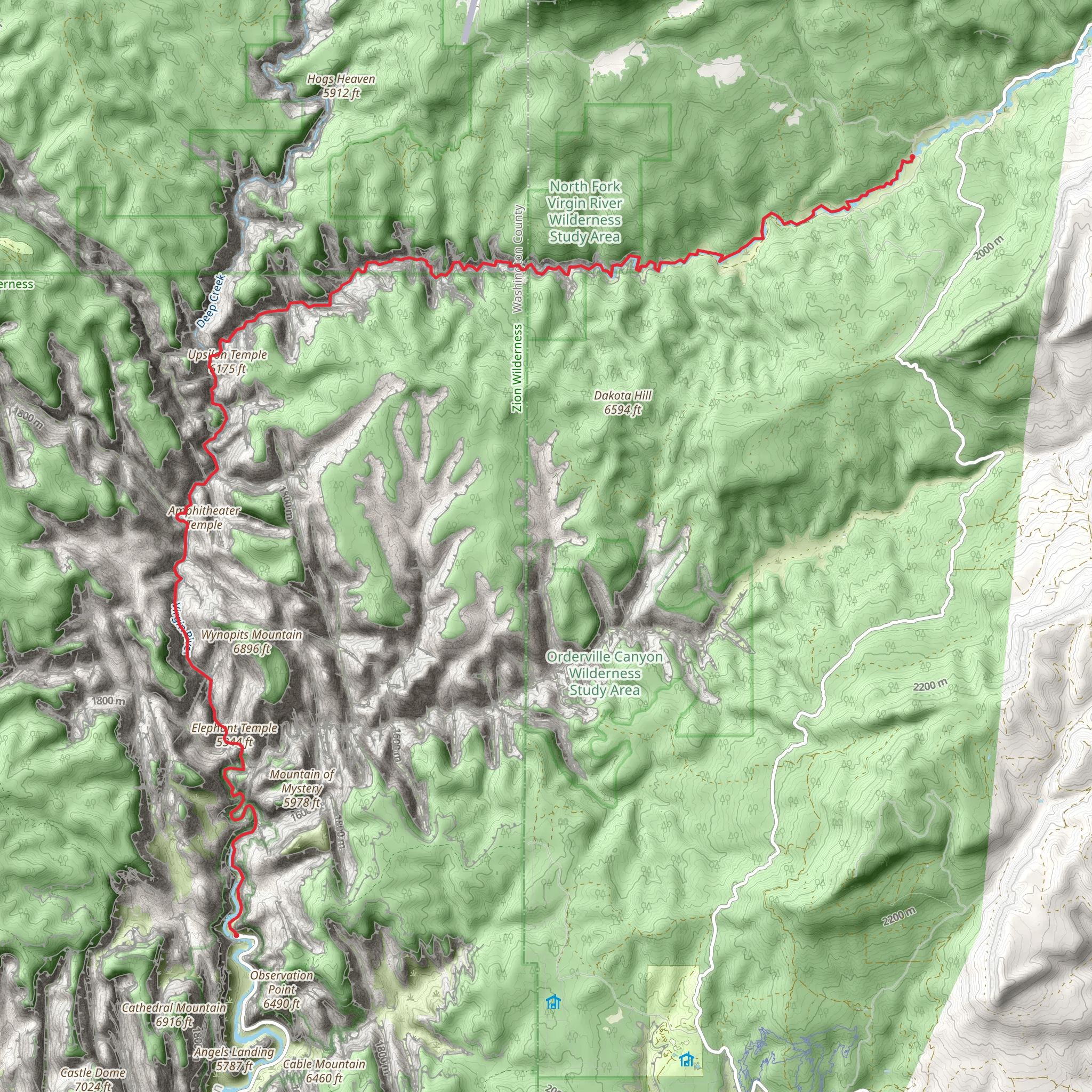 The Zion Narrows mobile static map