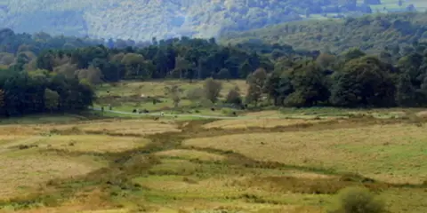 An image depicting the trail Longshaw Walk and its surrounding area.