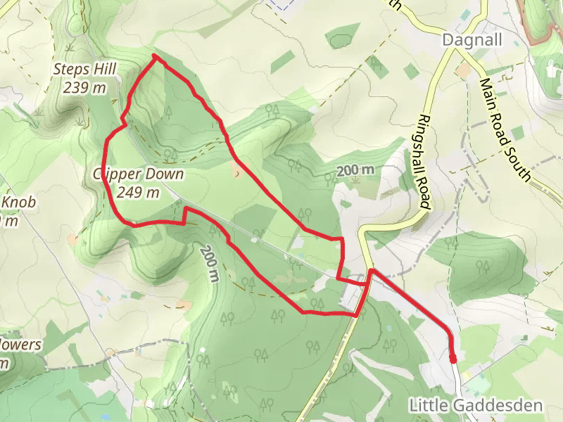 Dockey Wood Loop from Little Gaddesden mobile static map
