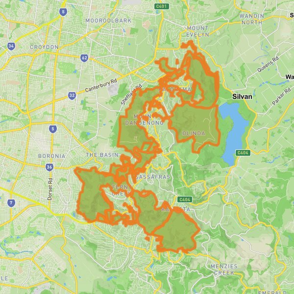 Dandenong Ranges National Park mobile static map