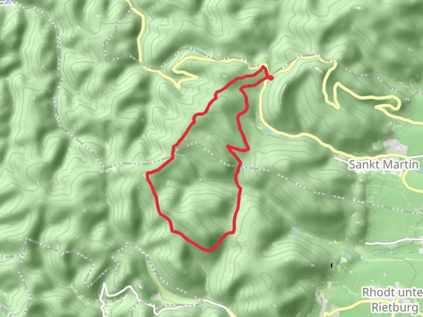 An image depicting the trail Saar Pfalz Weg and Auerochsenweg St Martin and its surrounding area.