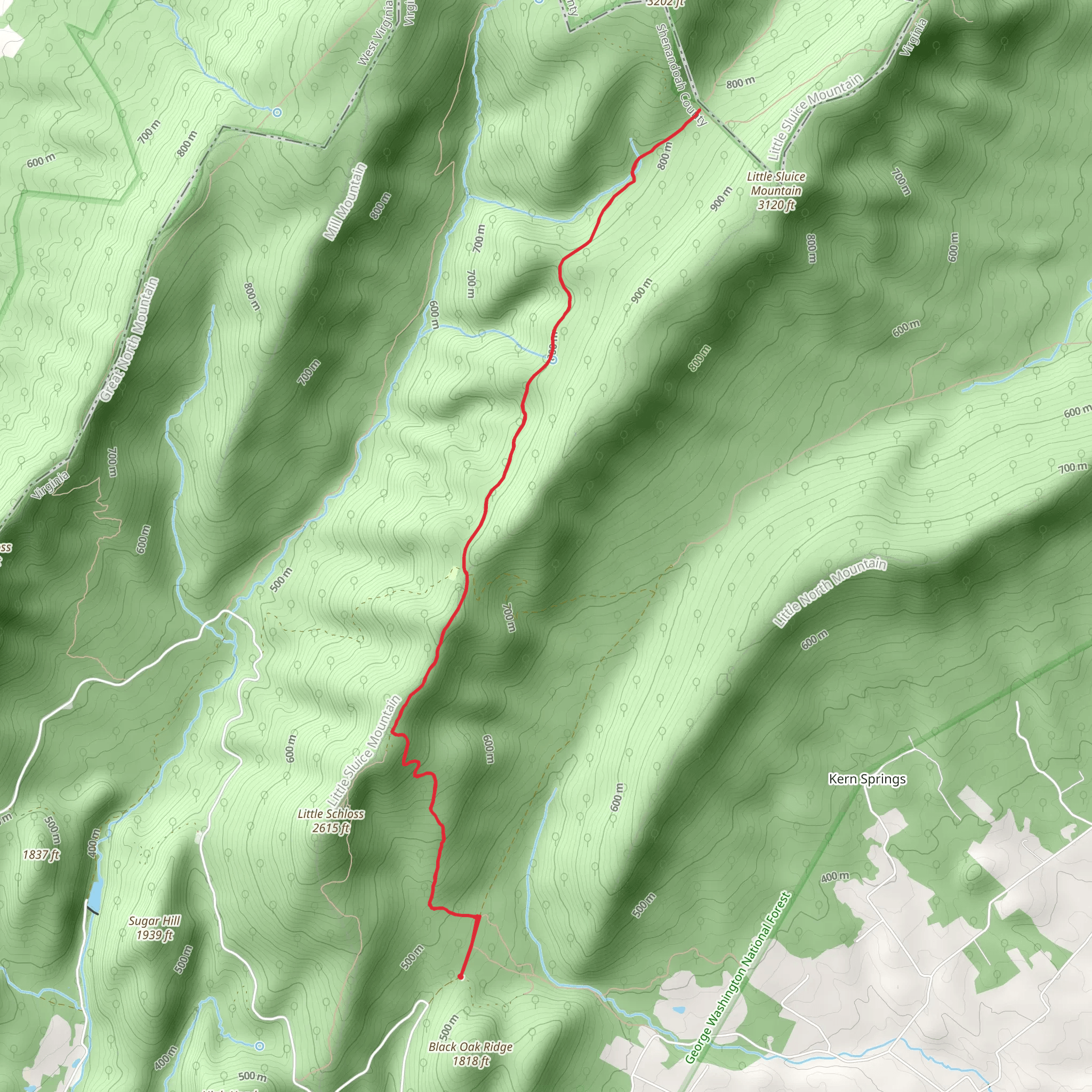 Little Schloss and Old Little Sluice Trail mobile static map