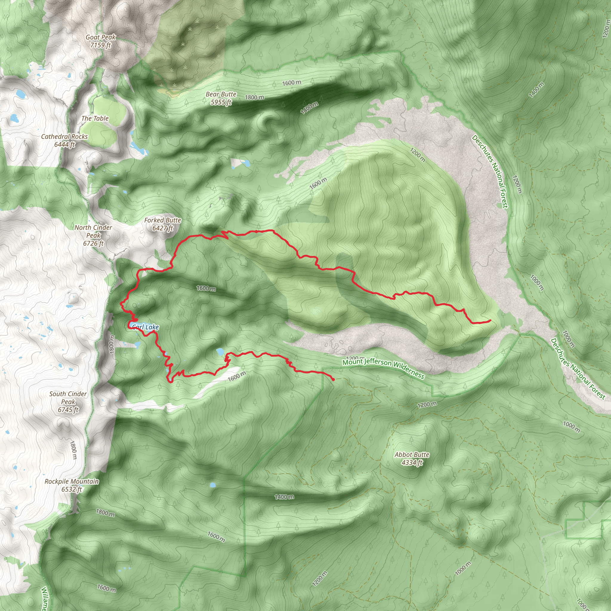 Sugar Pine Ridge via Cabot Lake Trail mobile static map