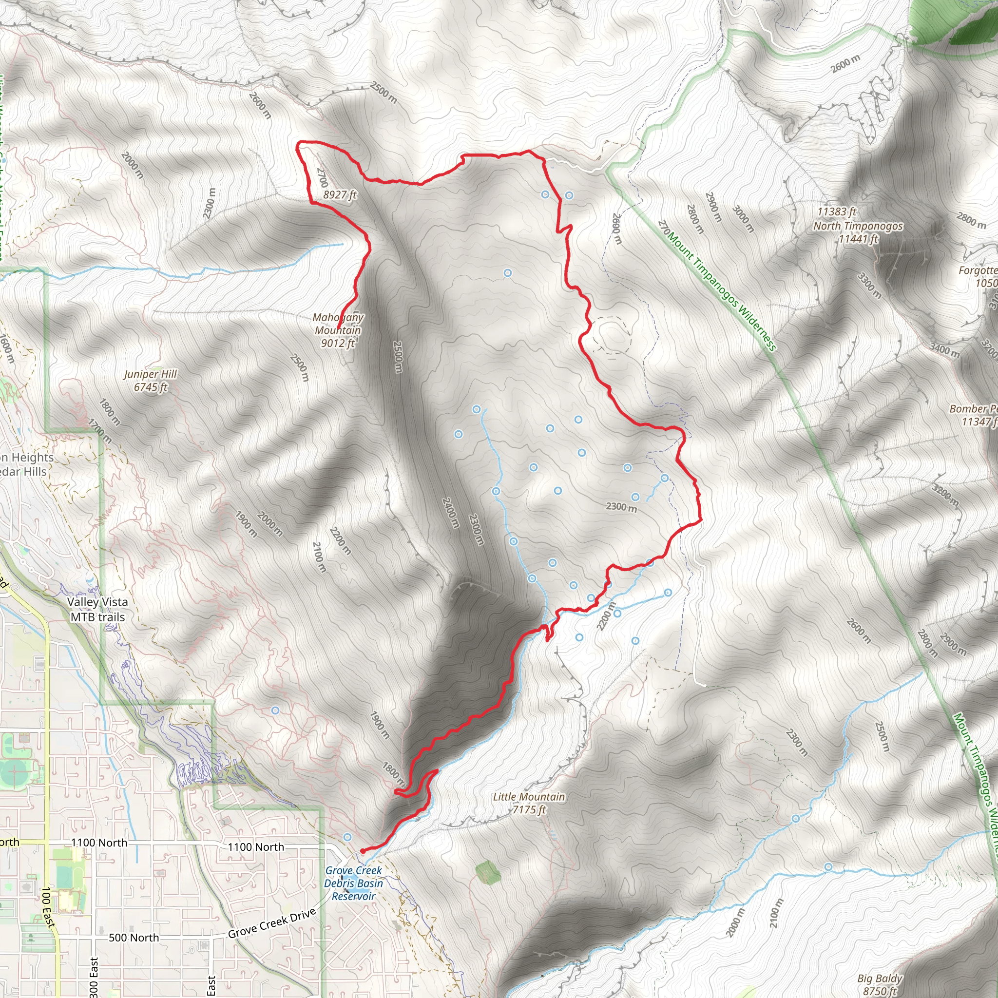 Mahogany Mountain via Grove Creek Trail mobile static map