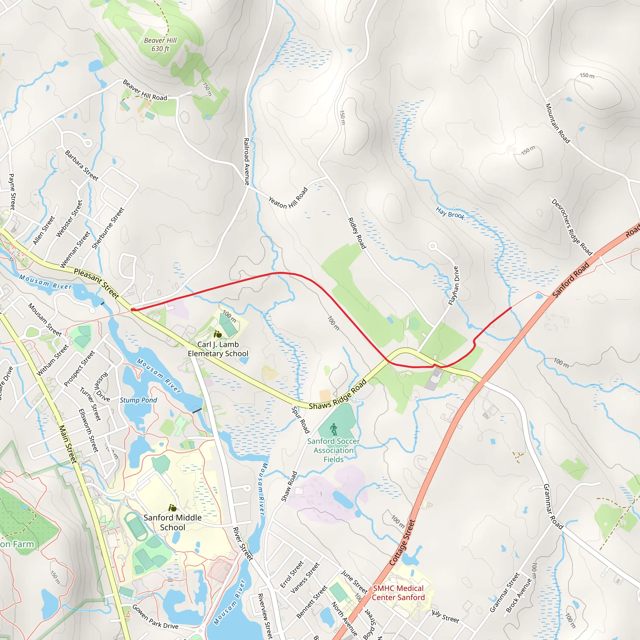 Sanford-Springvale Rail Trail mobile static map