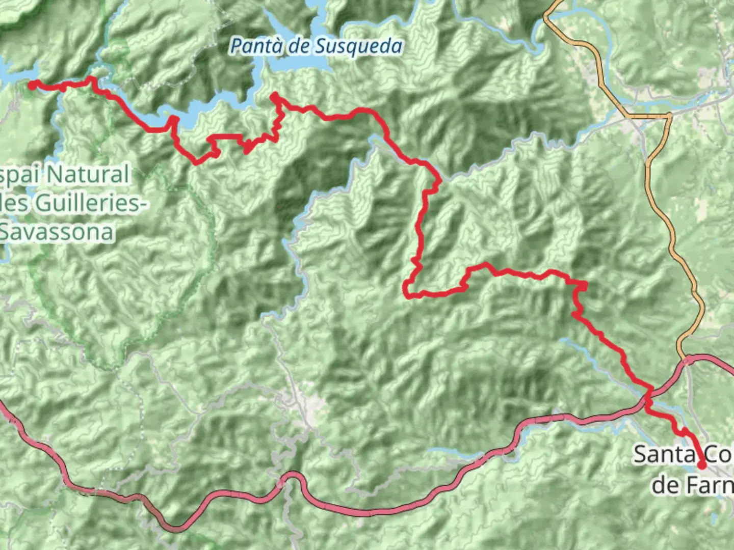An image depicting the trail GR 178 Ruta d'en Serrallonga and its surrounding area.