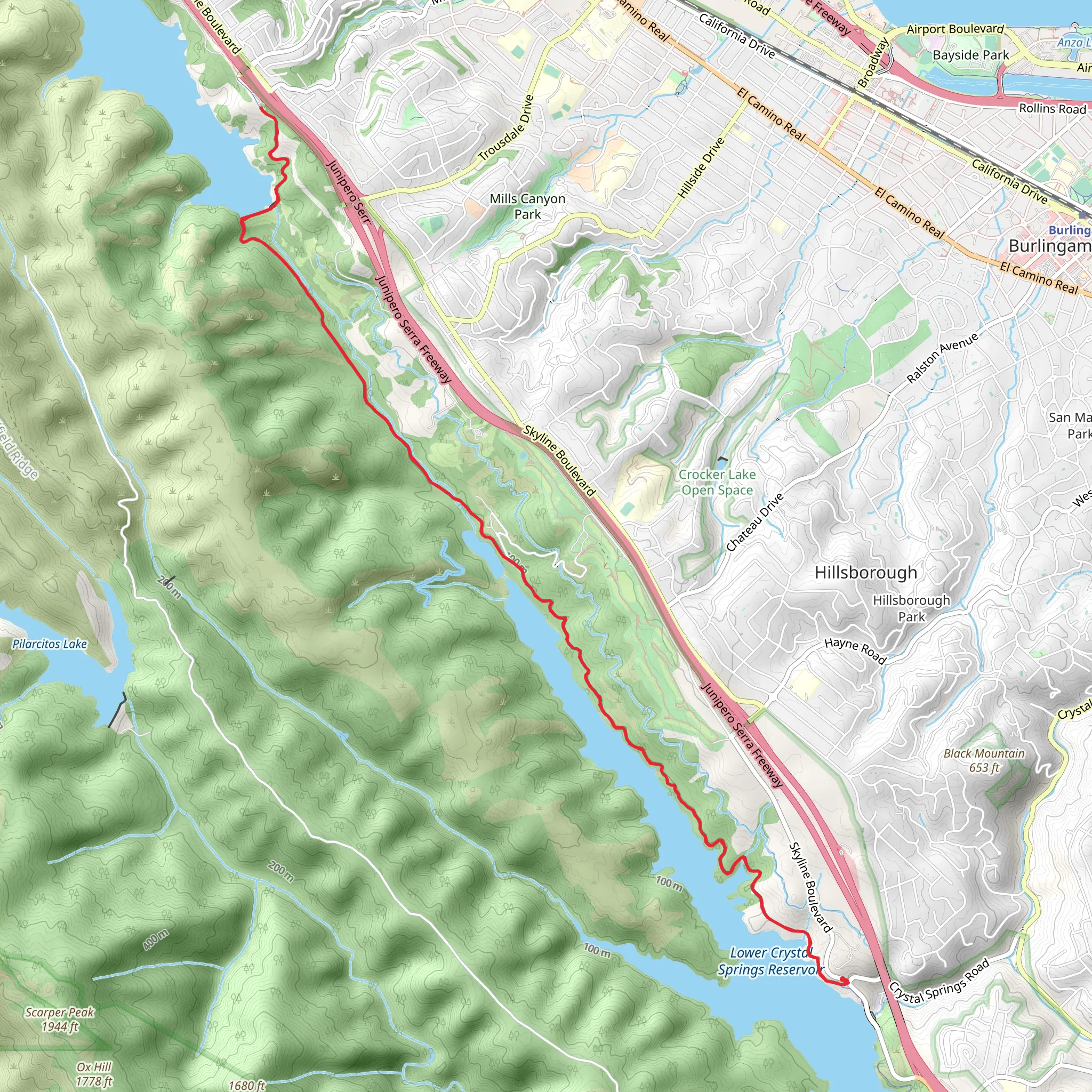 Sawyer Camp Trail mobile static map