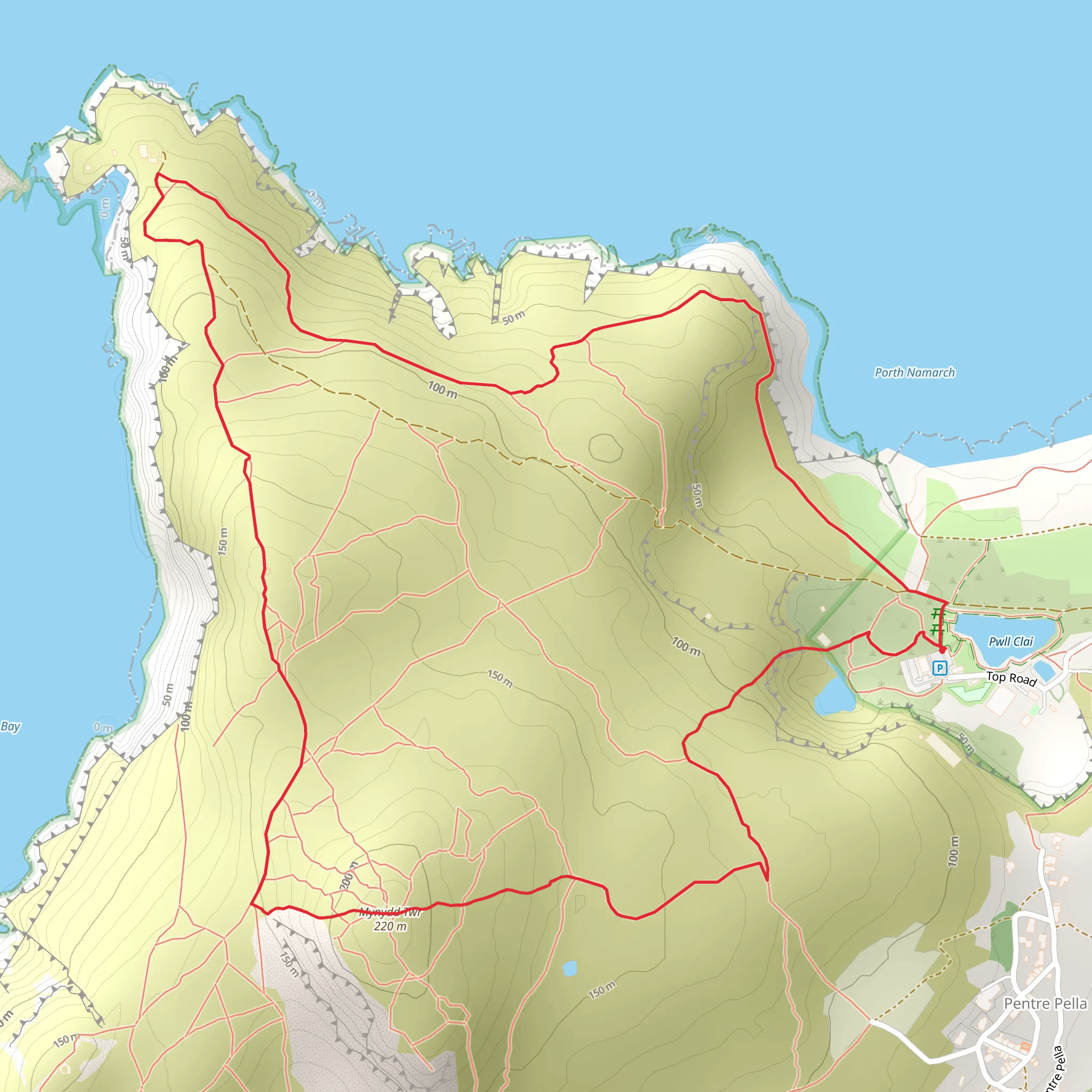 Holyhead Mountain Loop mobile static map