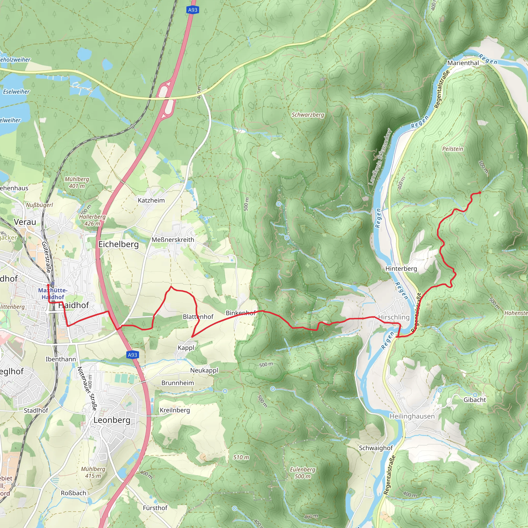 Maxhütte-Haidhof to Knotenpunkt Gailenberg via Leonberger Panoramaweg mobile static map
