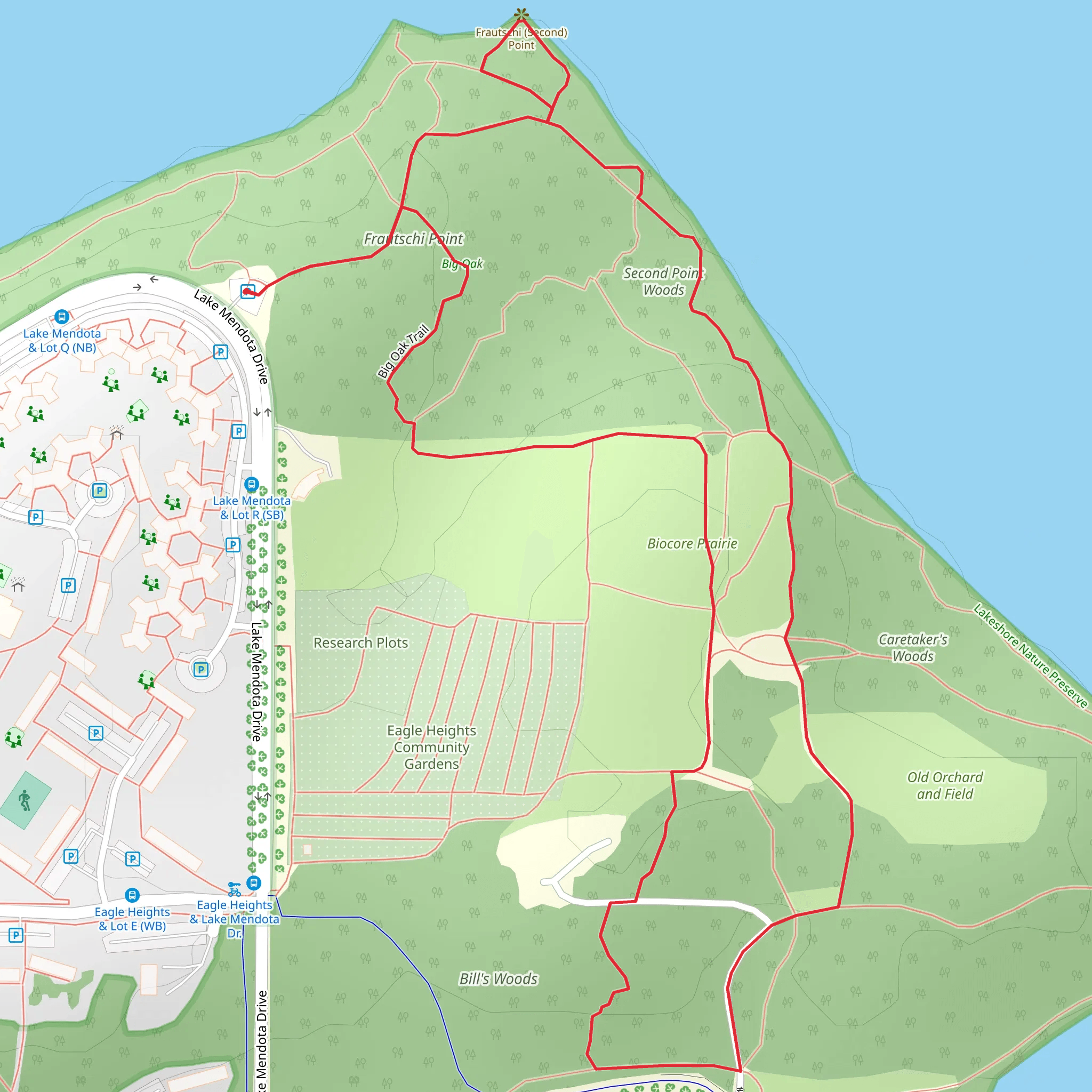 Big Oak and Bill's Woods Loop Trail mobile static map