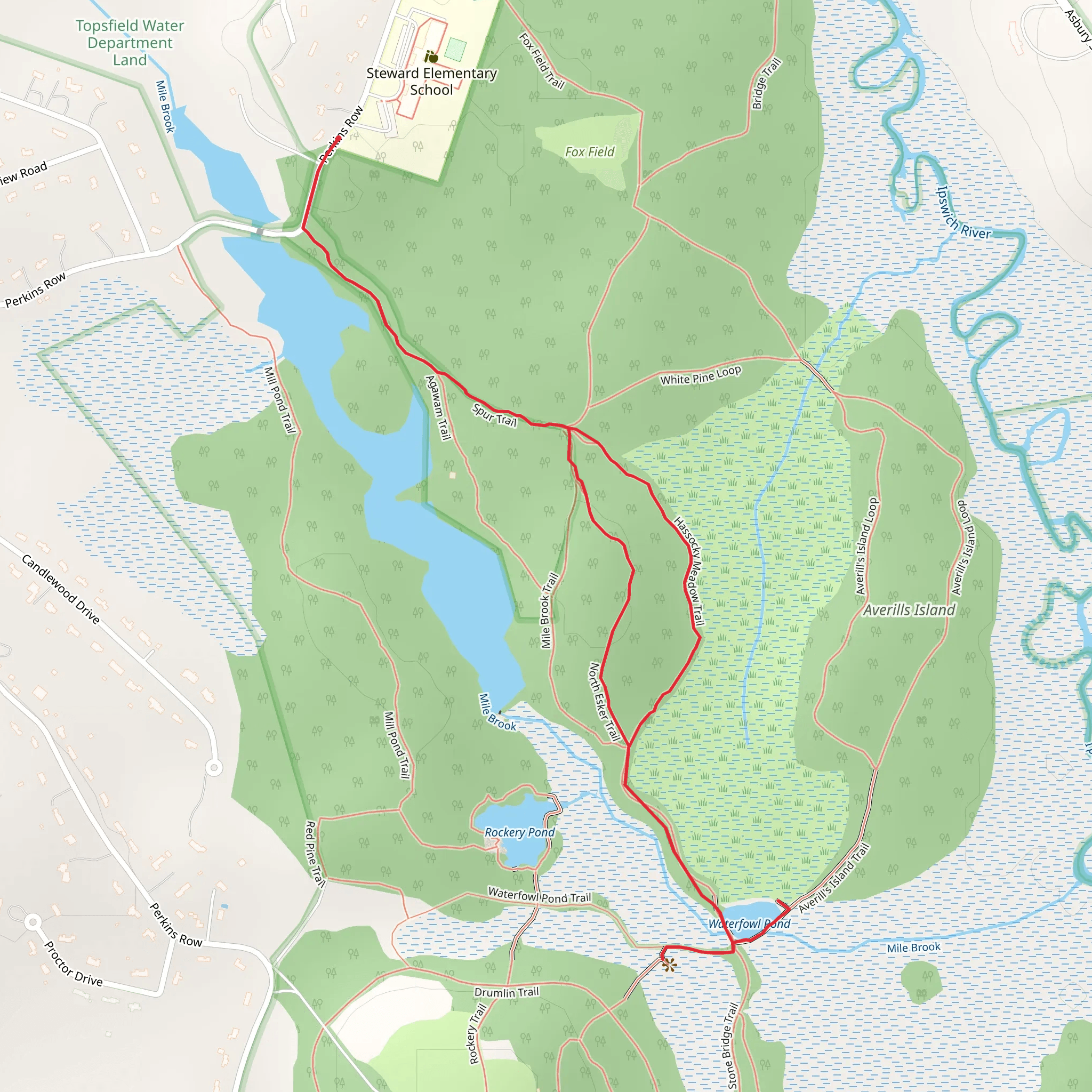 Waterfowl Pond via Ipswich River Wildlife Sanctuary Loop mobile static map