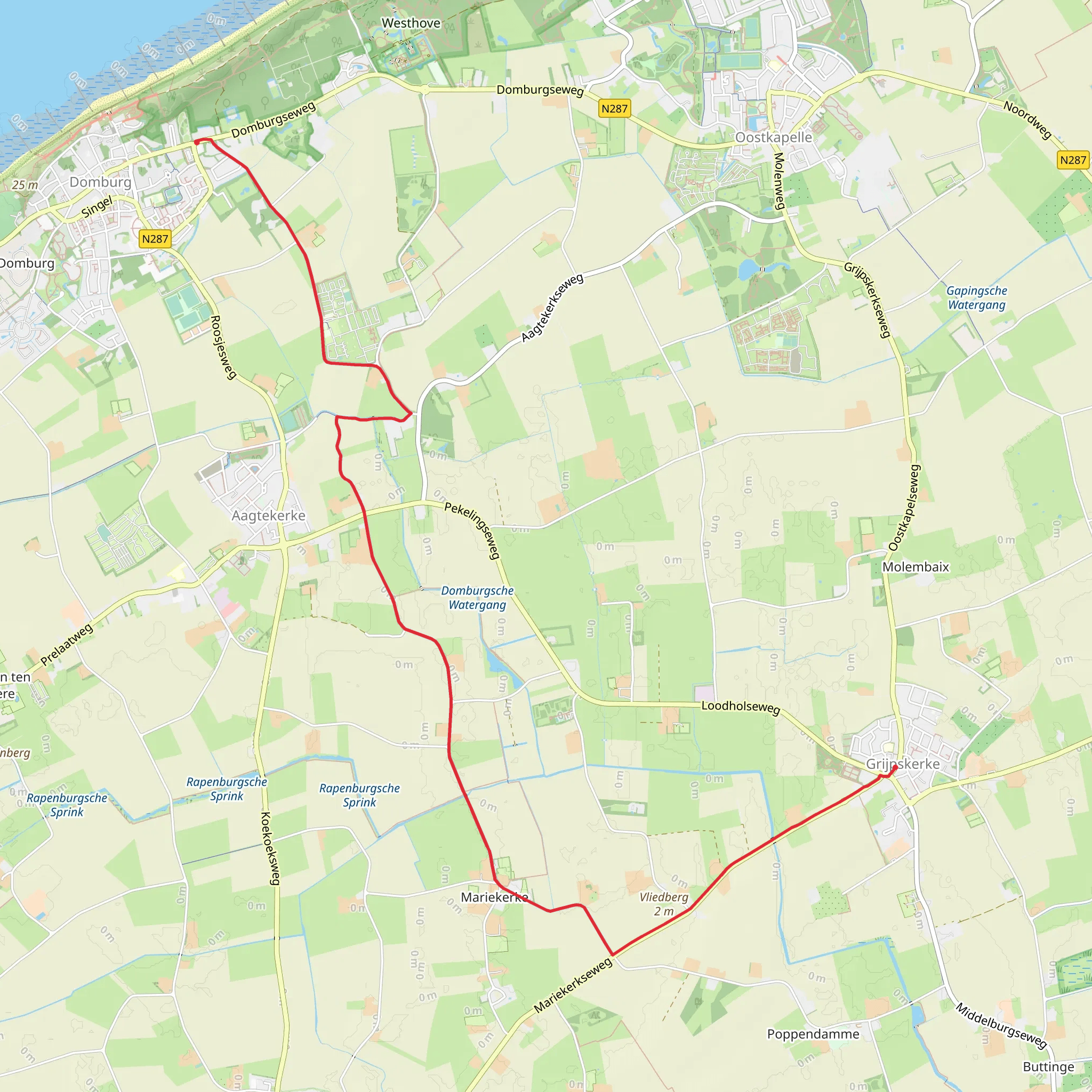 Grijpakerke to Domburg via Mariekerkseweg mobile static map