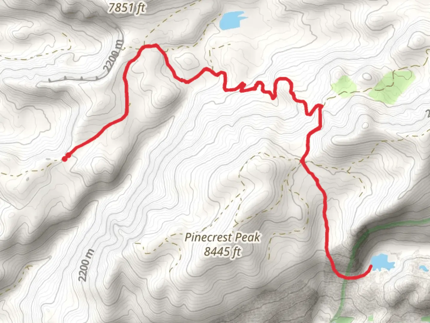 An image depicting the trail Waterhouse Lake Out and Back and its surrounding area.