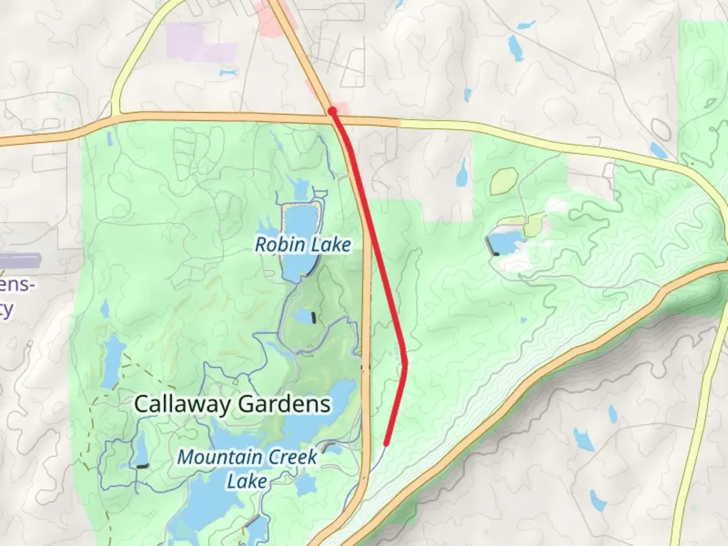 An image depicting the trail Man O' War Trail - Short and its surrounding area.