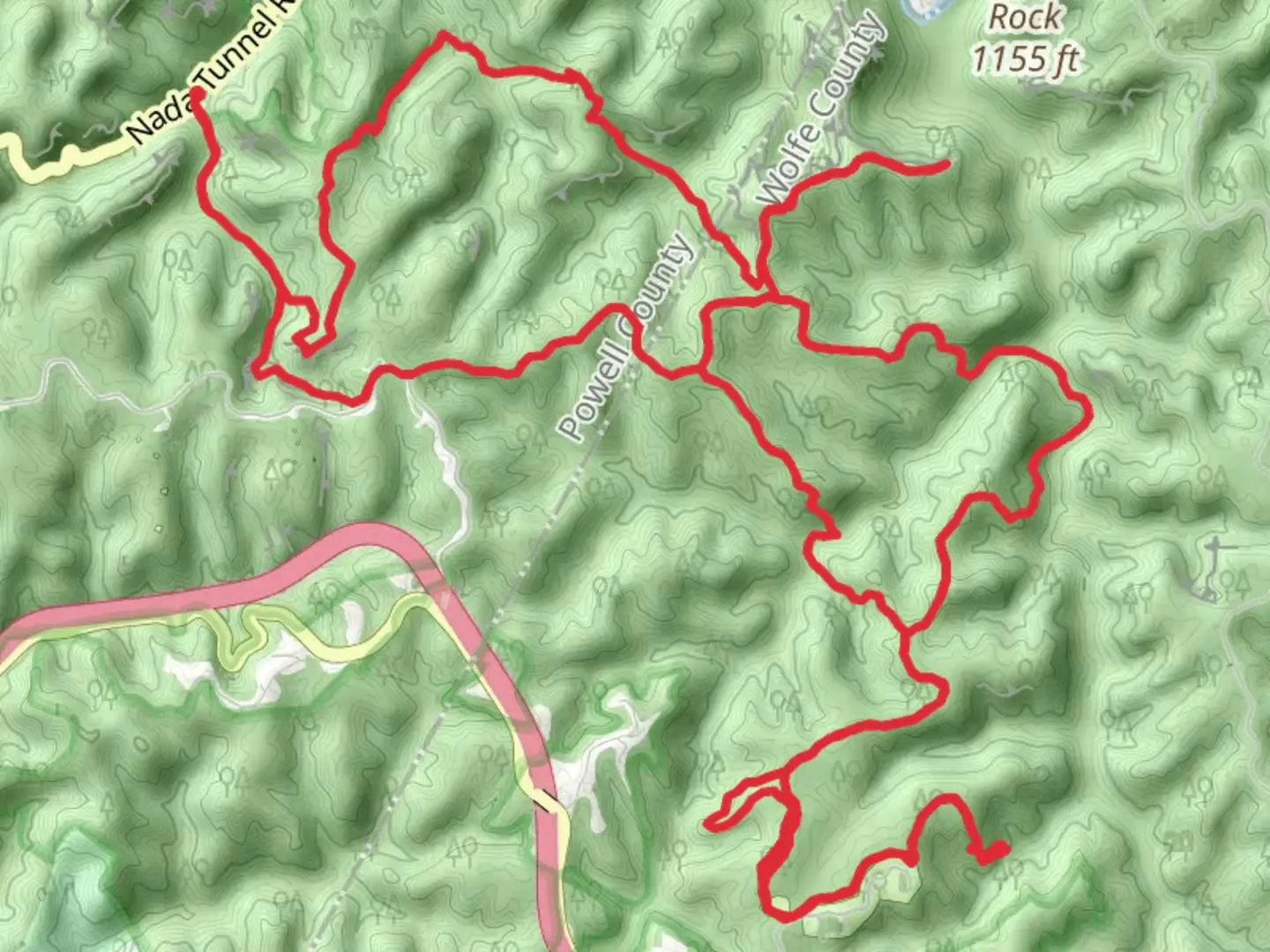 An image depicting the trail Rough, Hanson Point, Hidden Arch and Silvermine Arch Loop Trail and its surrounding area.
