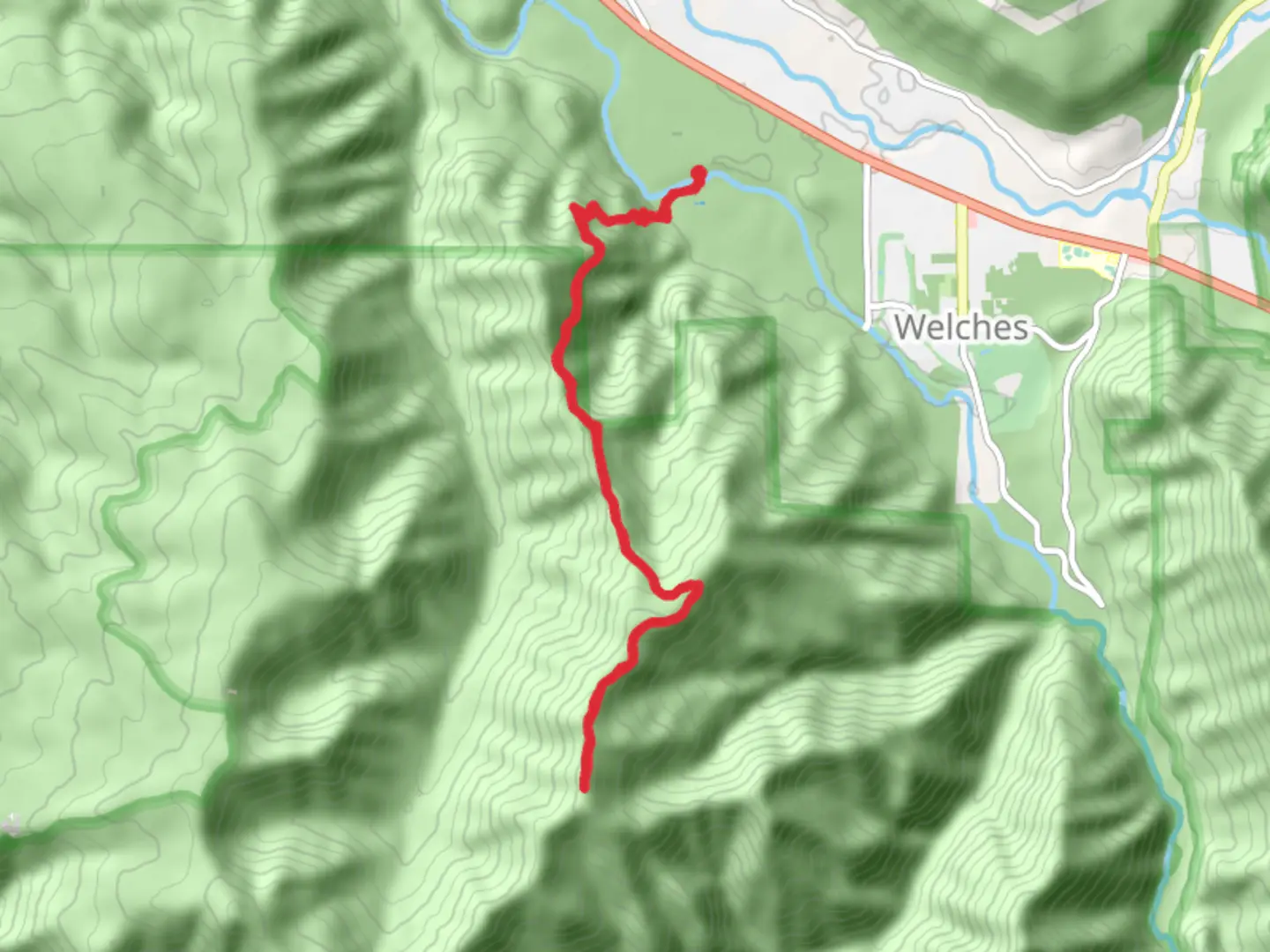 An image depicting the trail Huckleberry Mountain and its surrounding area.