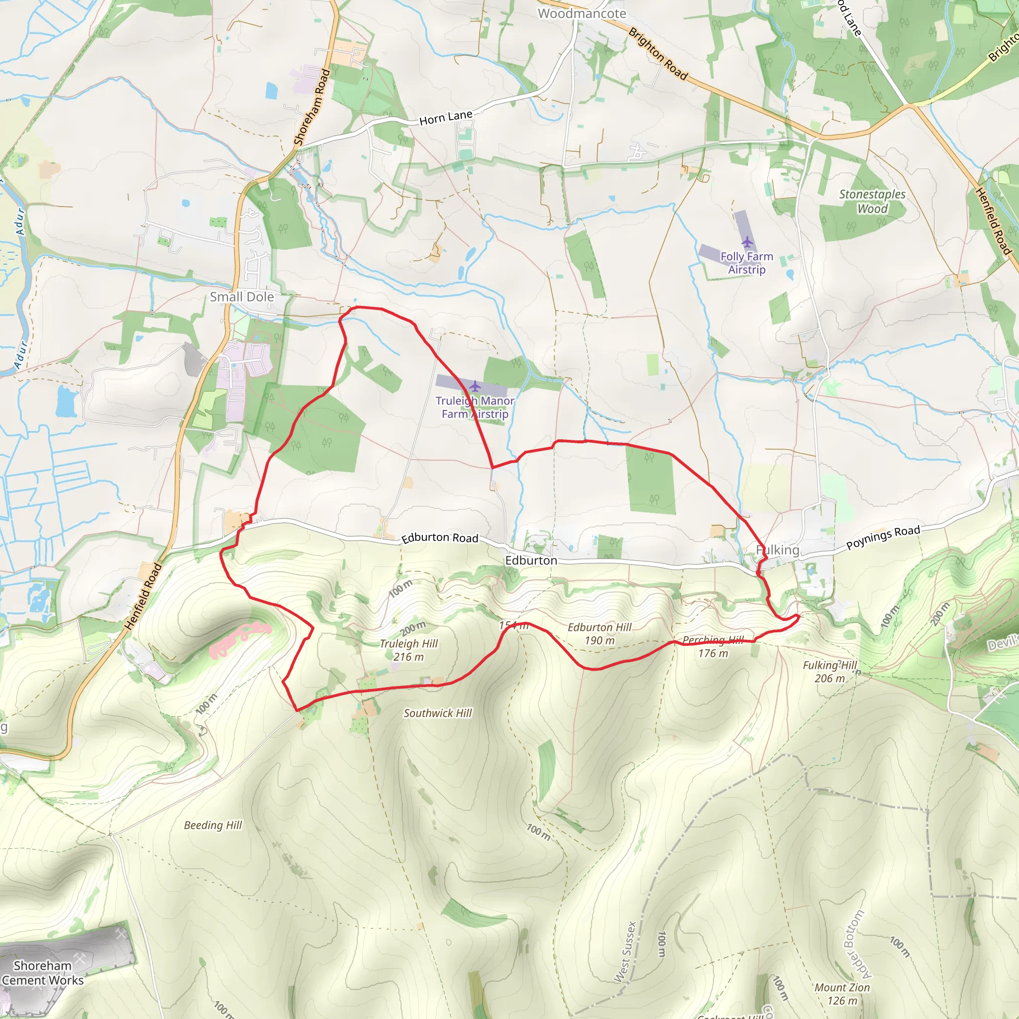 Fulking Western Loop via Truleigh Hill mobile static map