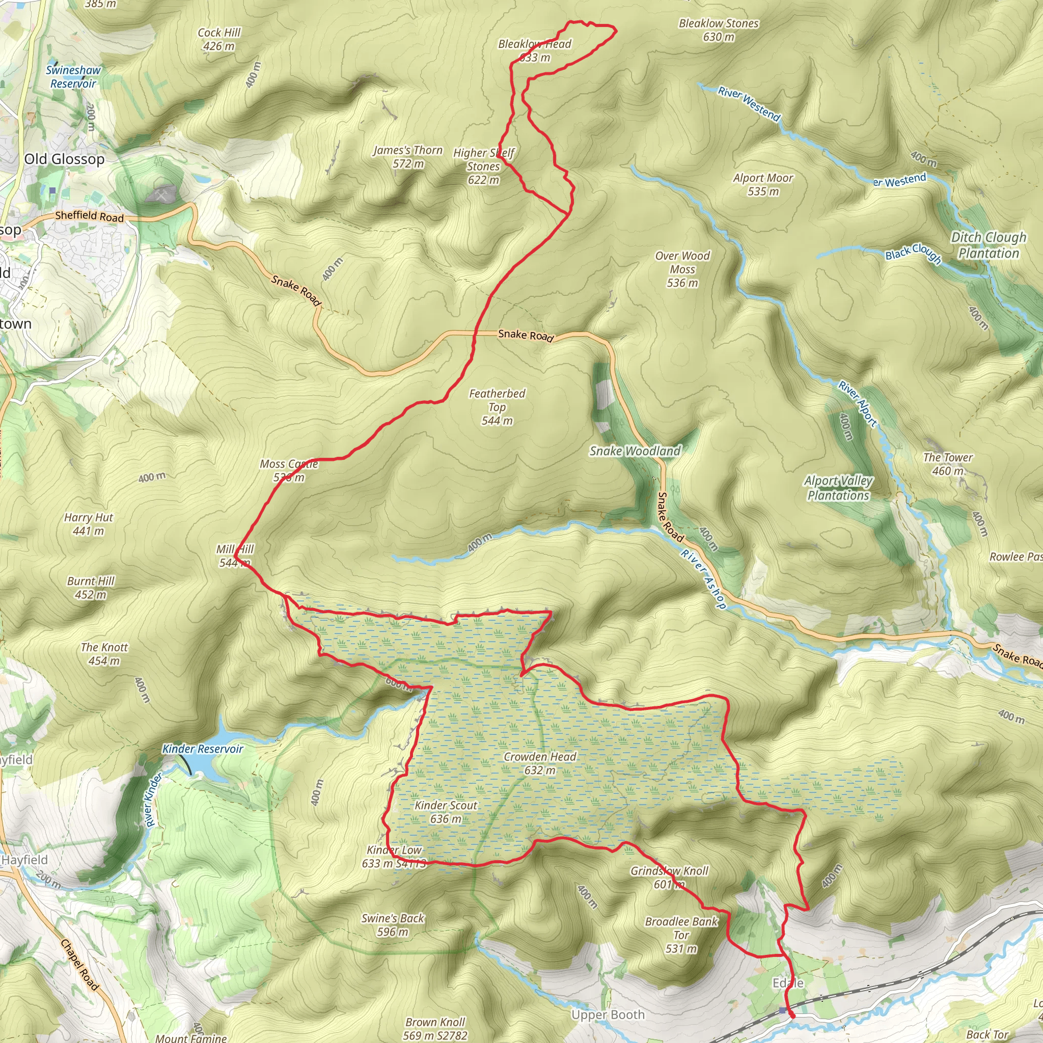 Top Ten Peaks - Derbyshire mobile static map