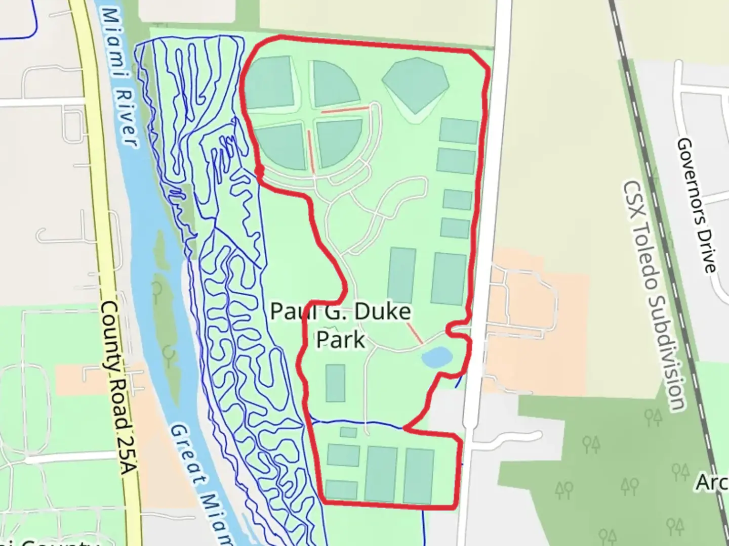 An image depicting the trail Paul G Duke Park Loop - East and its surrounding area.