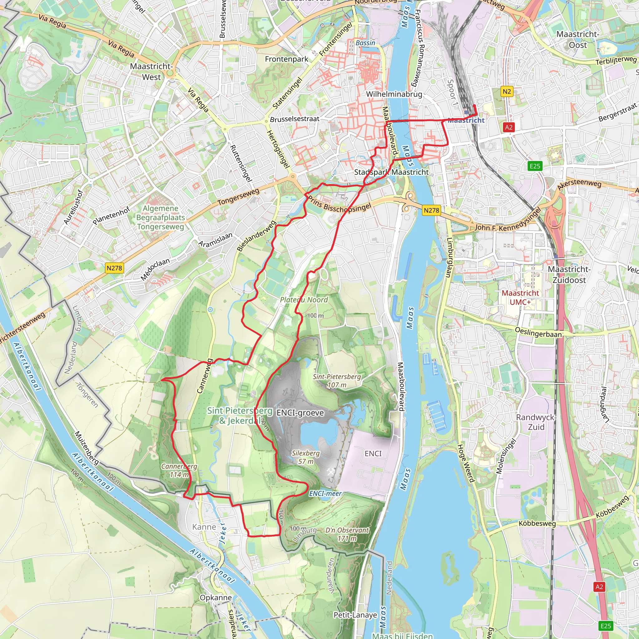 Jeker and Fort Sint Pieter via Pieterpad deel 2 and GR 561 mobile static map