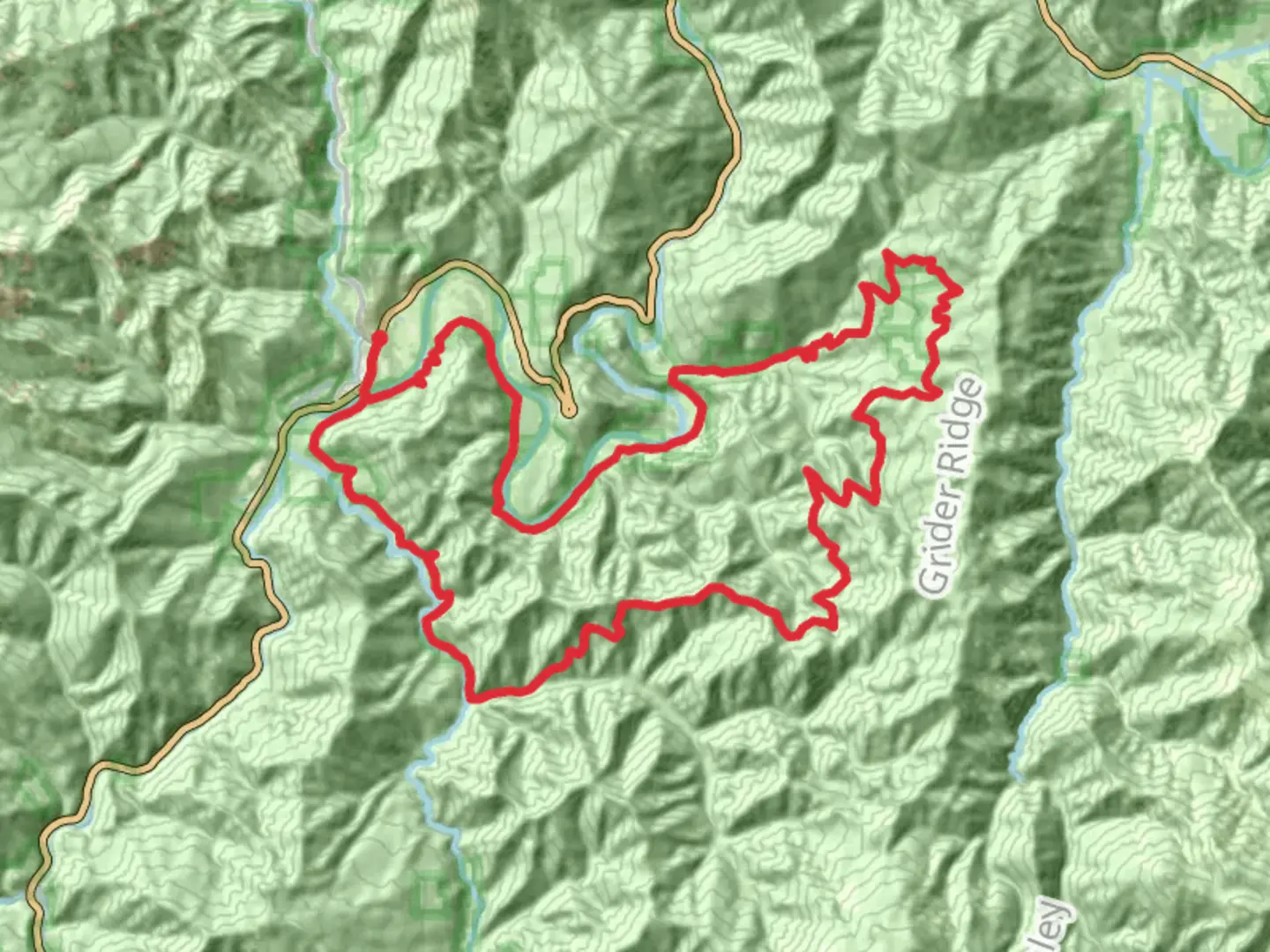An image depicting the trail Happy Camp South Loop and its surrounding area.