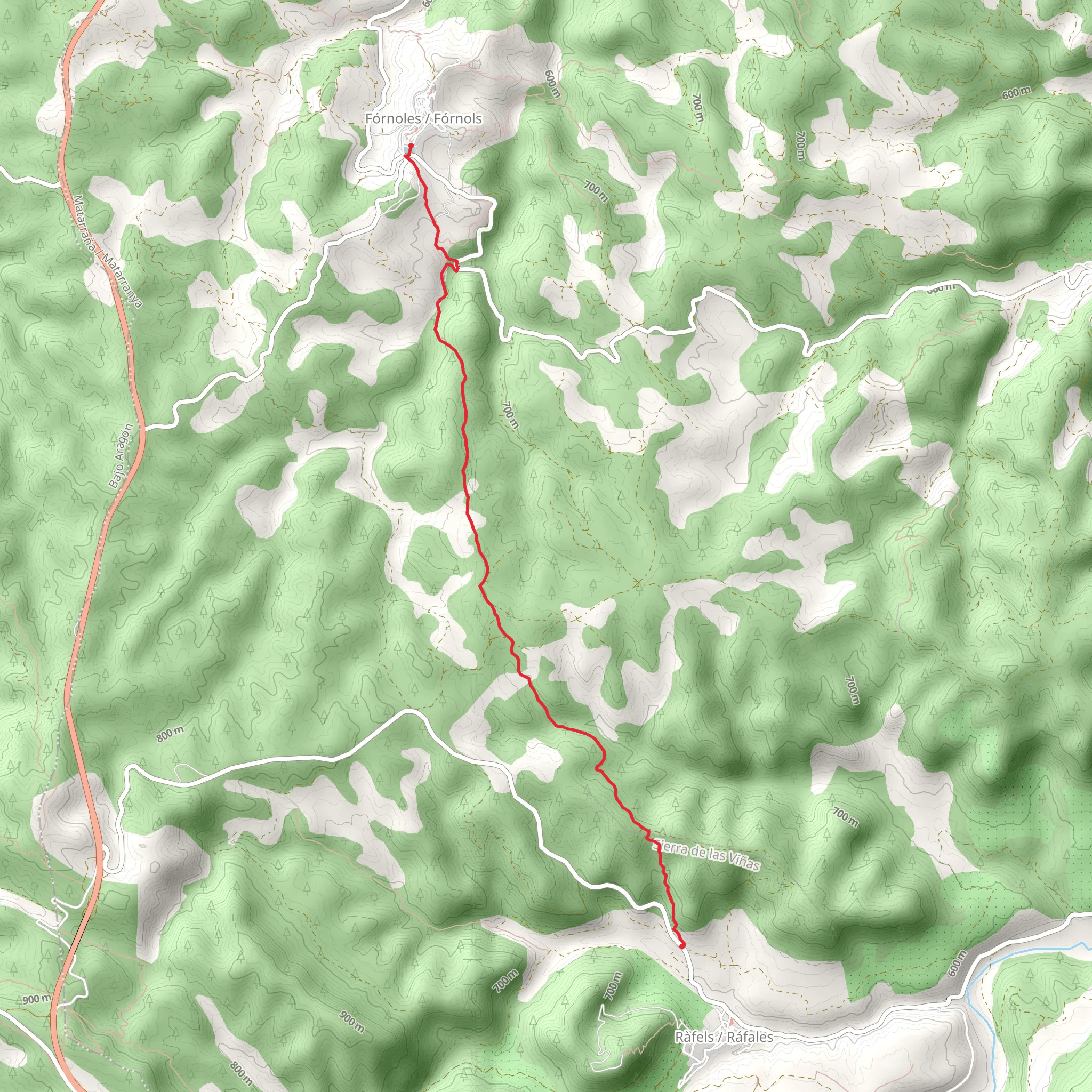 Camino Ráfales - Fórnoles PR TE 159 mobile static map