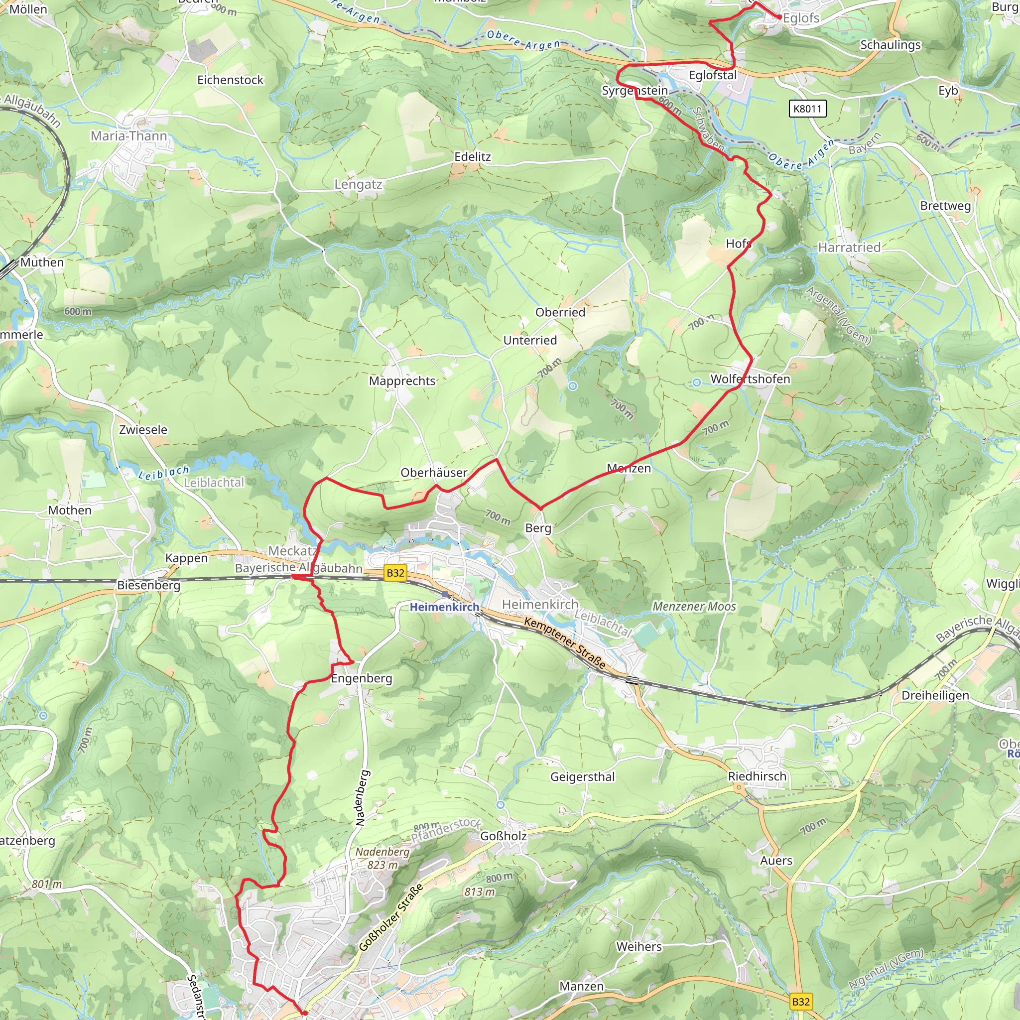 Lindenberg im Allgaeu to Eglofs via Lindenberg-Eglofs mobile static map