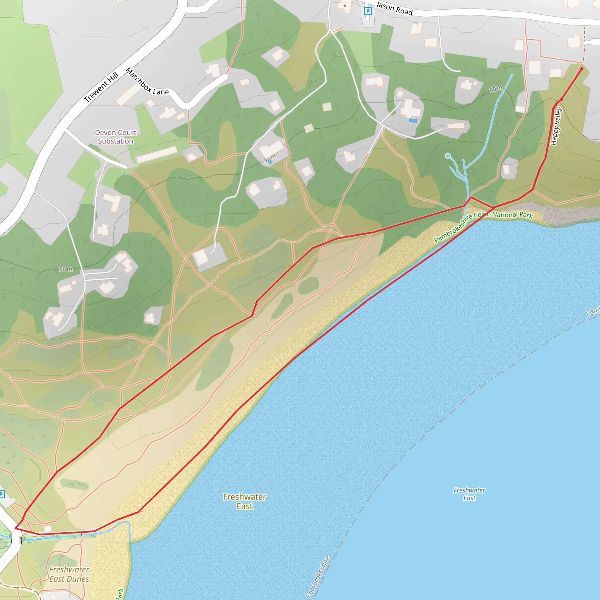 Freshwater East - Beach Walk mobile static map
