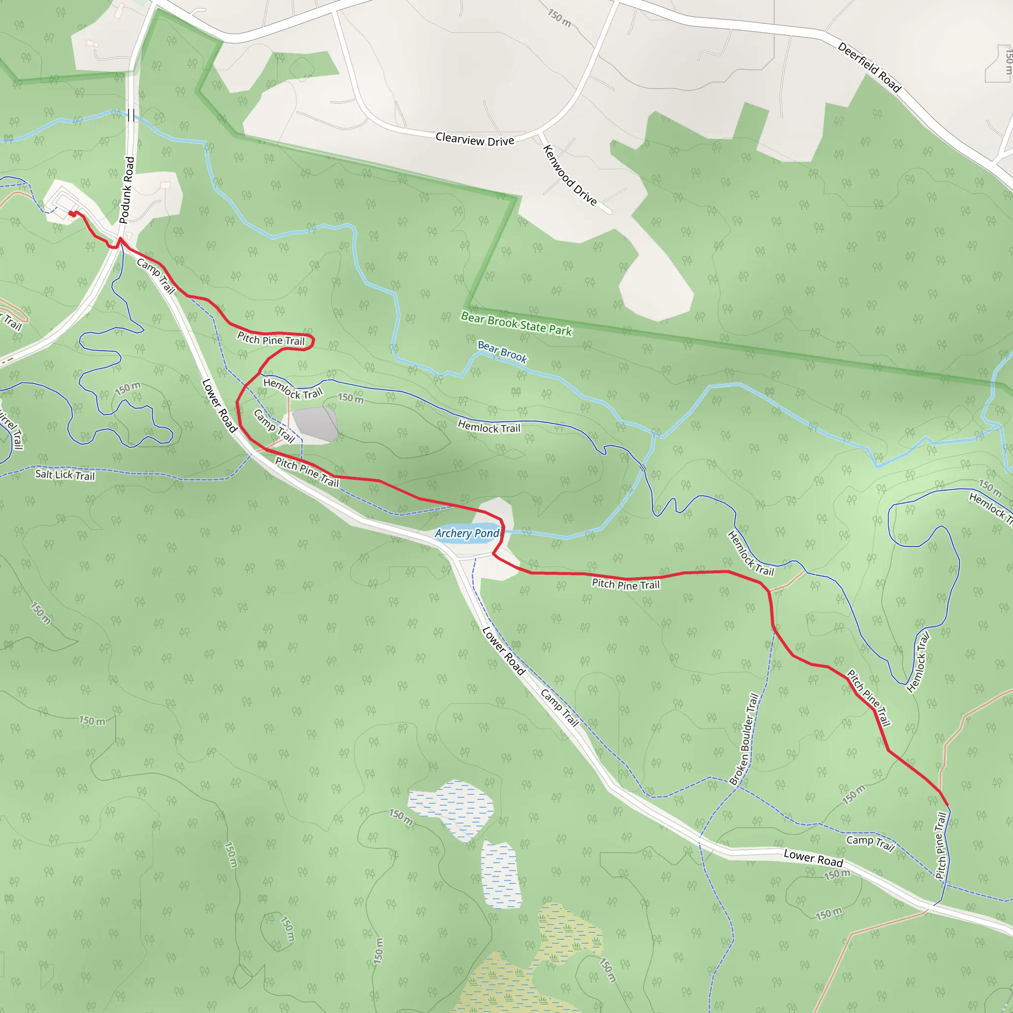 Camp Trail and Pitch Pine Trail mobile static map