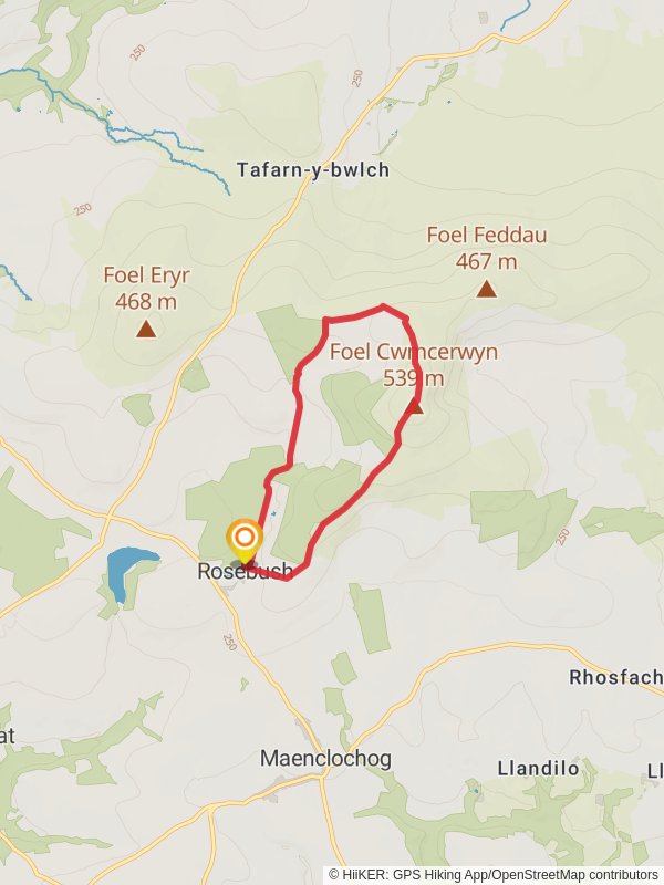 Map of Rosebush Walk, Pembrokeshire