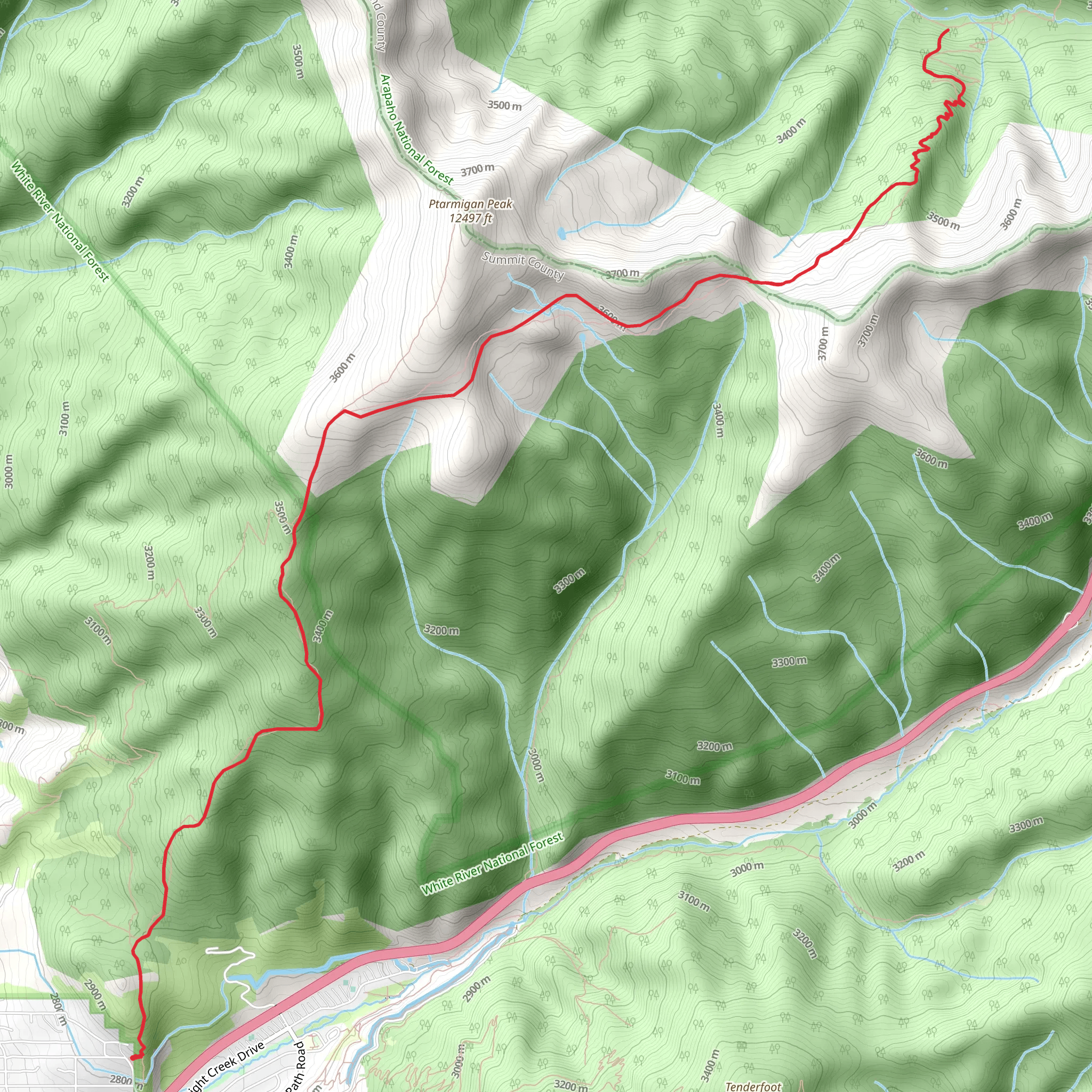 Ptarmigan Pass via Ptarmigan Trail mobile static map