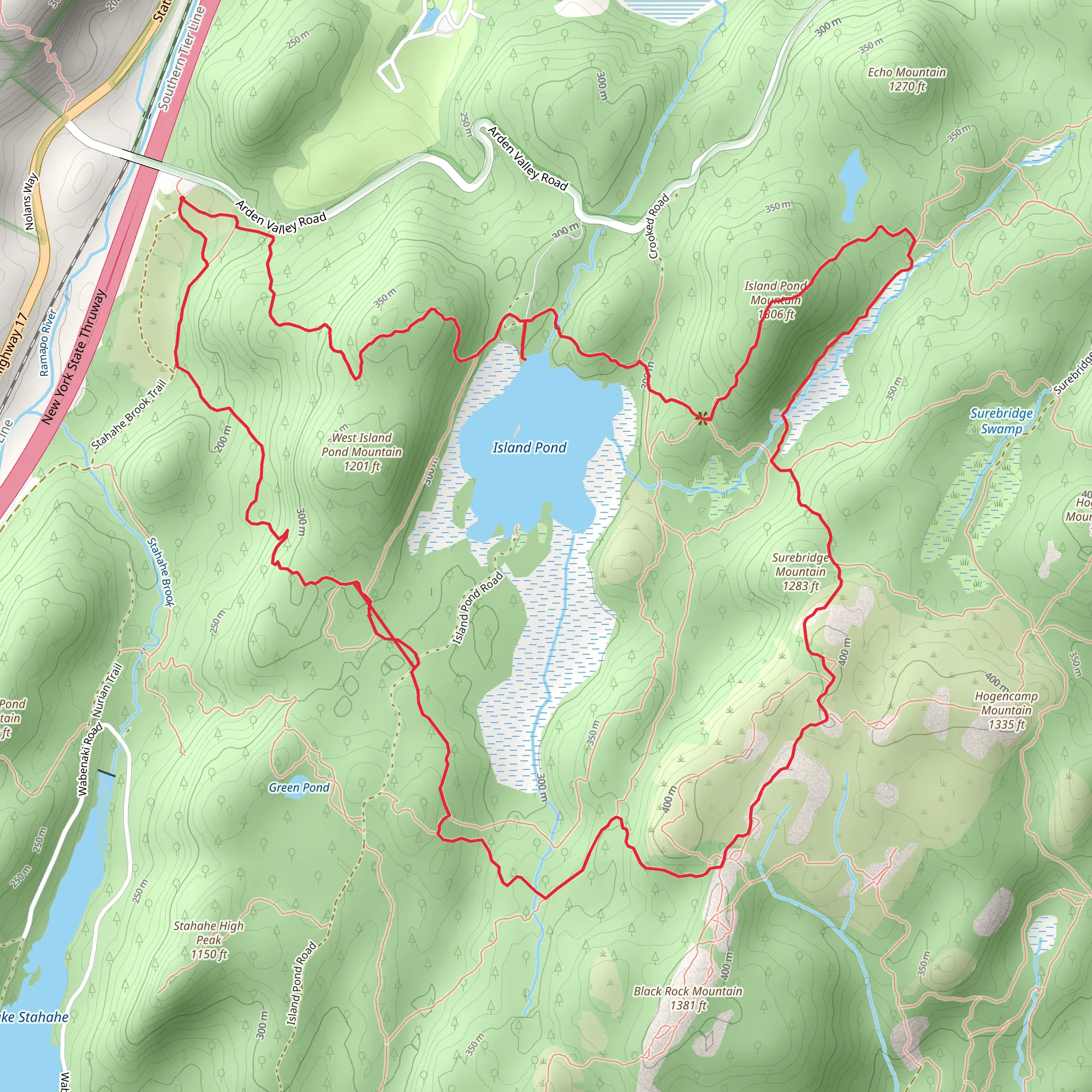Island Pond and Island Pond Mountain Loop mobile static map