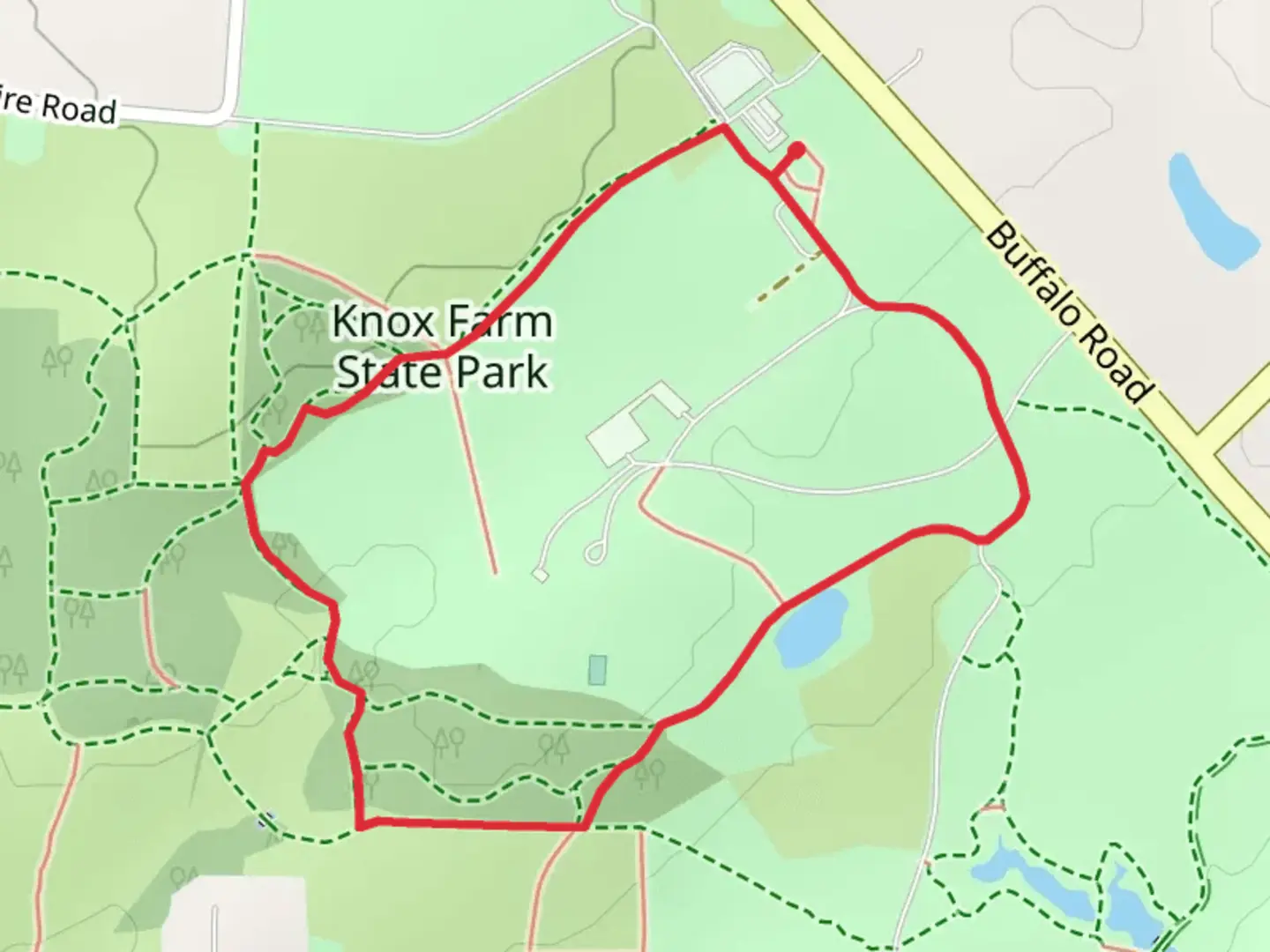 An image depicting the trail Knox Farm State Park Loop via Outer Loop Trail and its surrounding area.
