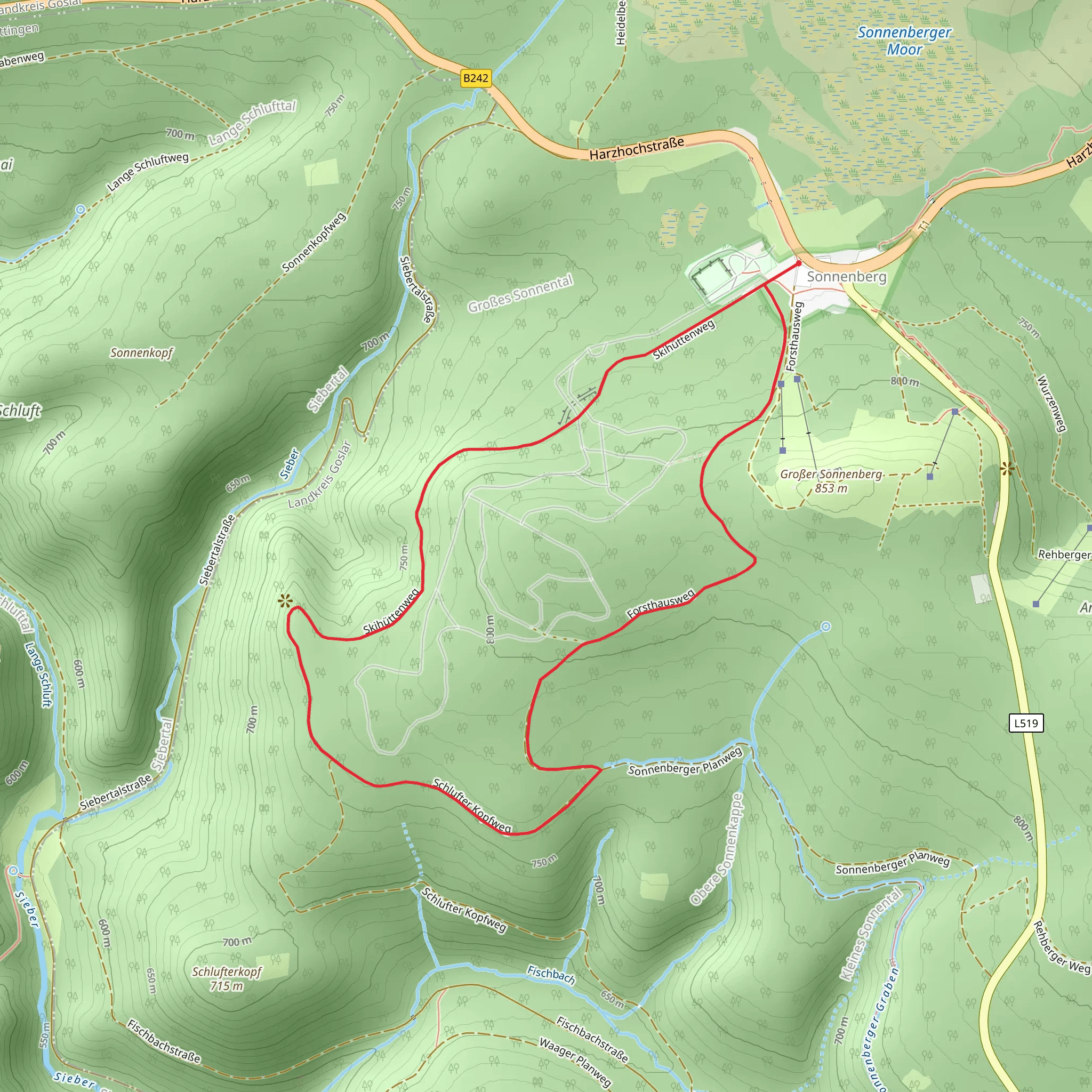 Sonnenberg South Loop via Harzklub Weg 16C mobile static map