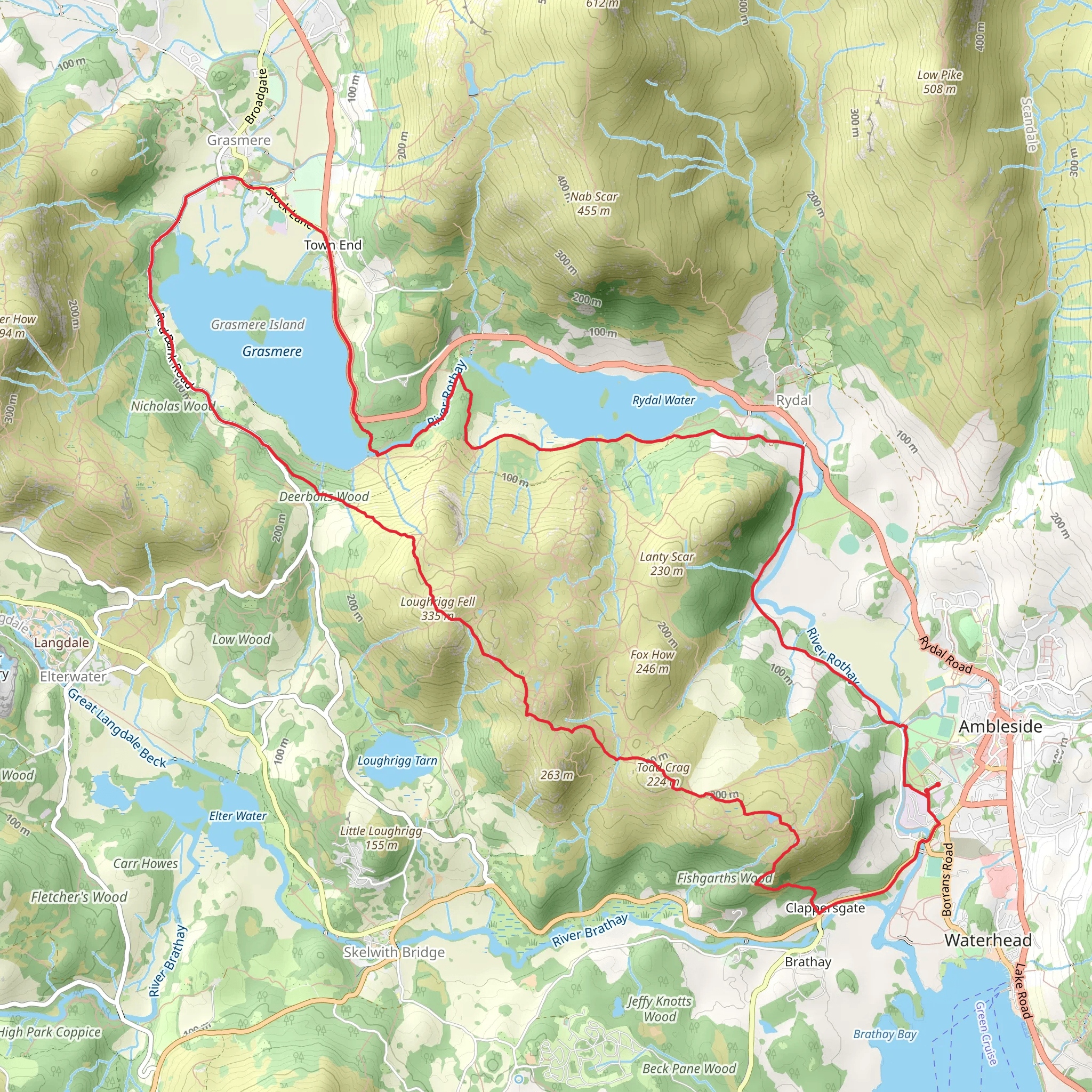 Faeryland Grasmere and Dockey Tarn Loop mobile static map