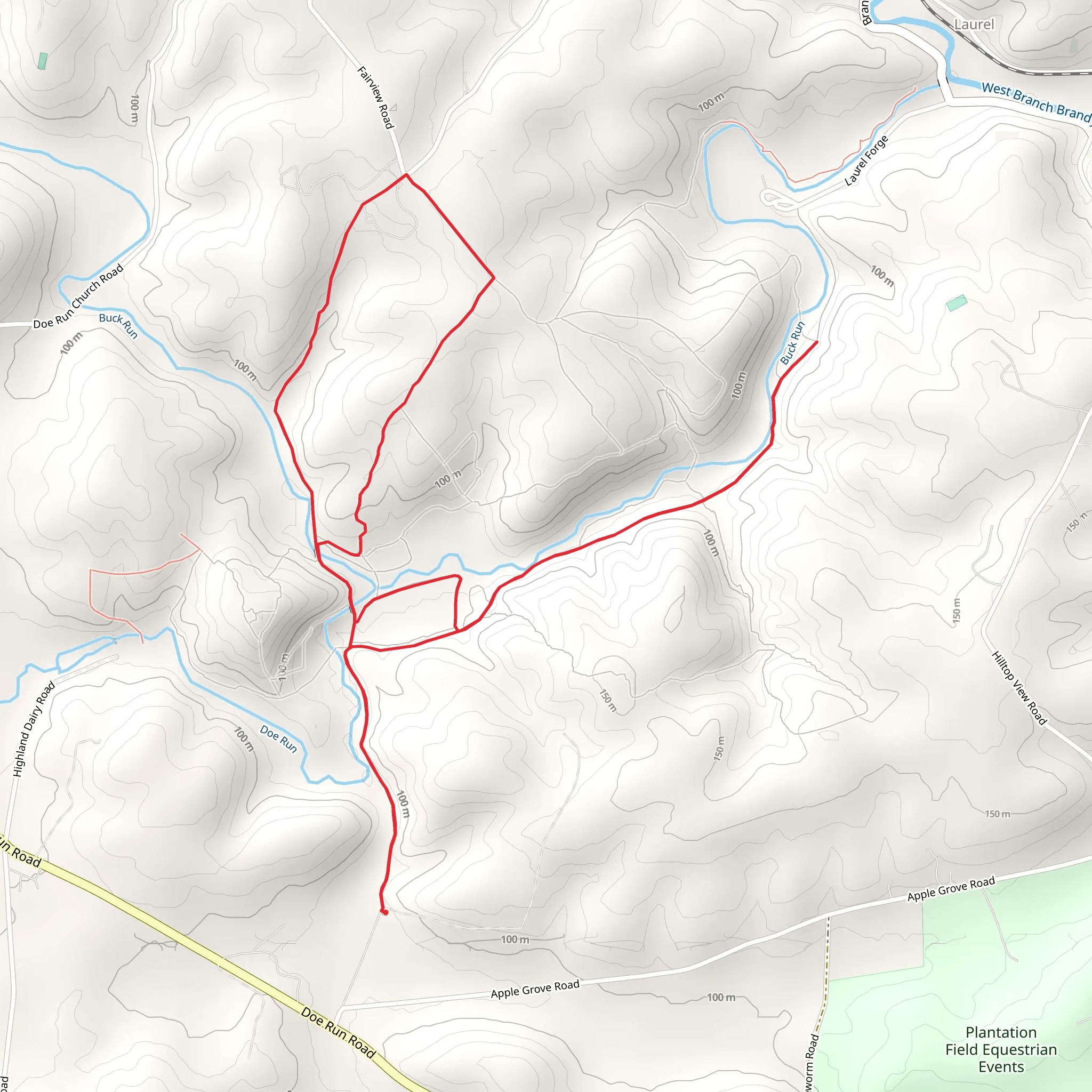 Buck Run Loop from McCorkles Rock Road mobile static map