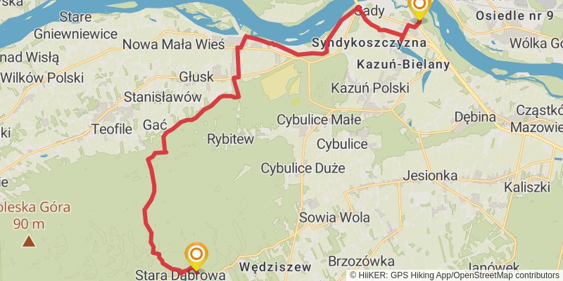 Warsaw Touristic Loop stage 7 Map