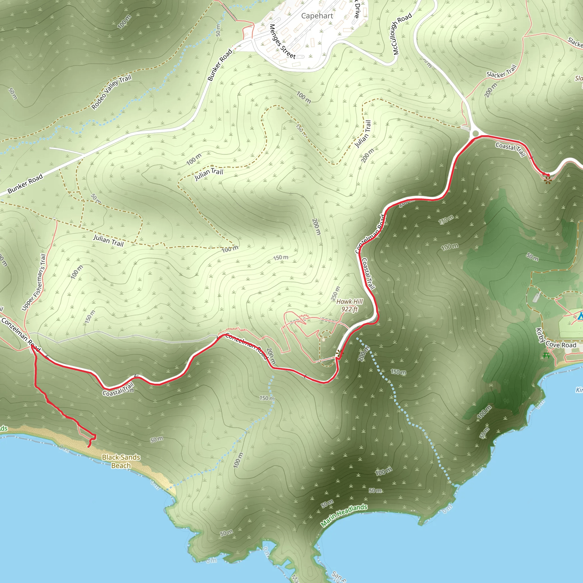 Upper Fisherman's and Coastal Trail mobile static map