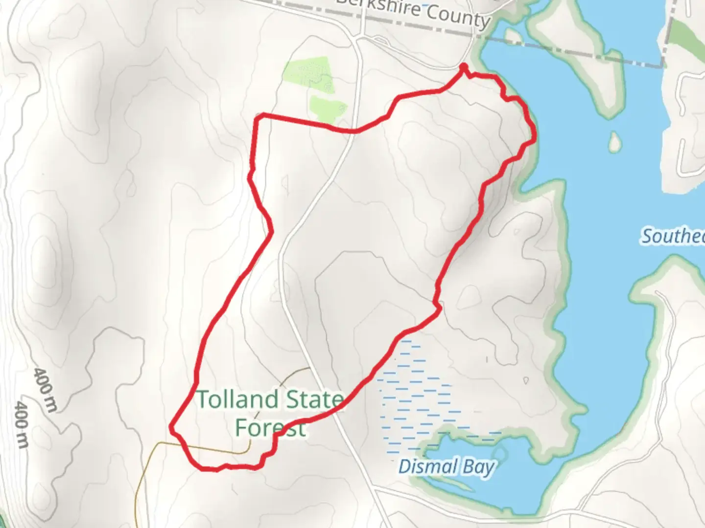 An image depicting the trail Tolland State Forest Loop and its surrounding area.