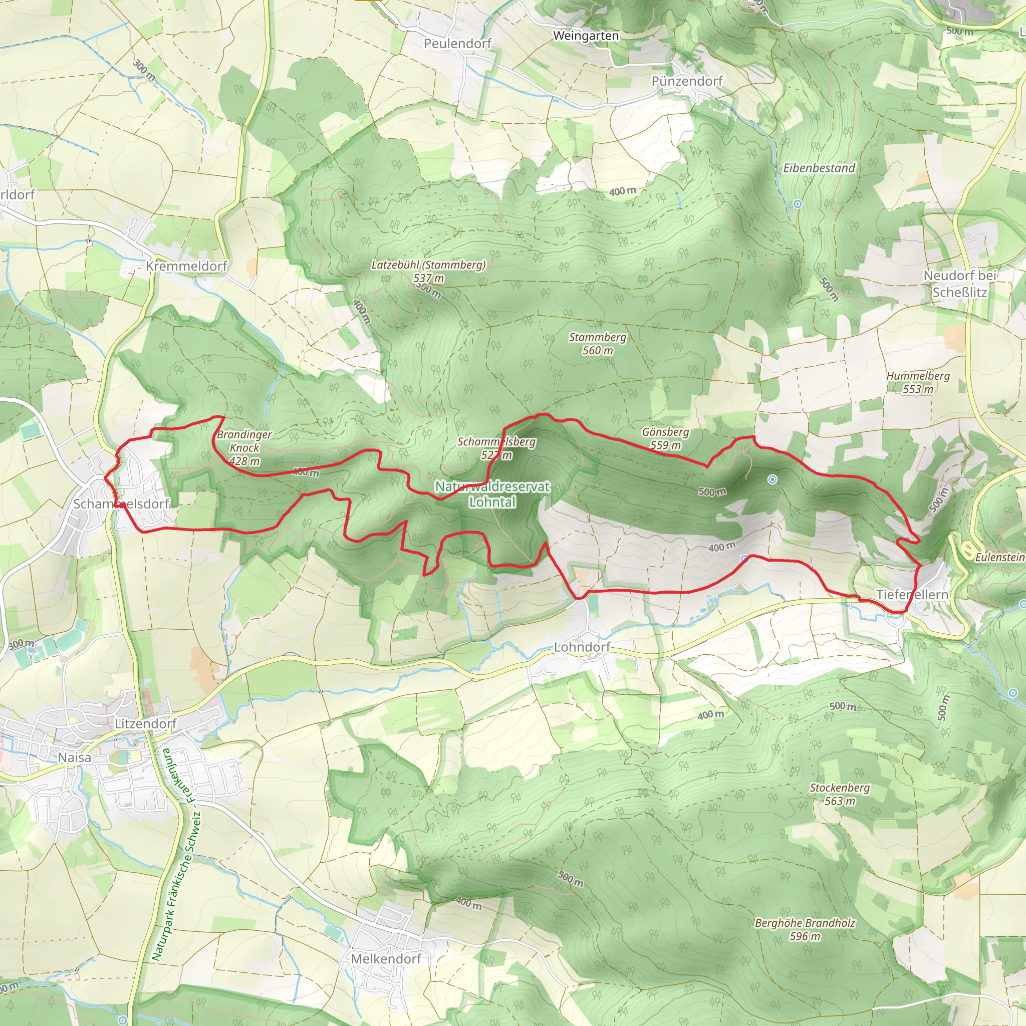 Grosse Stammbergtour and Ellertalwanderung mobile static map