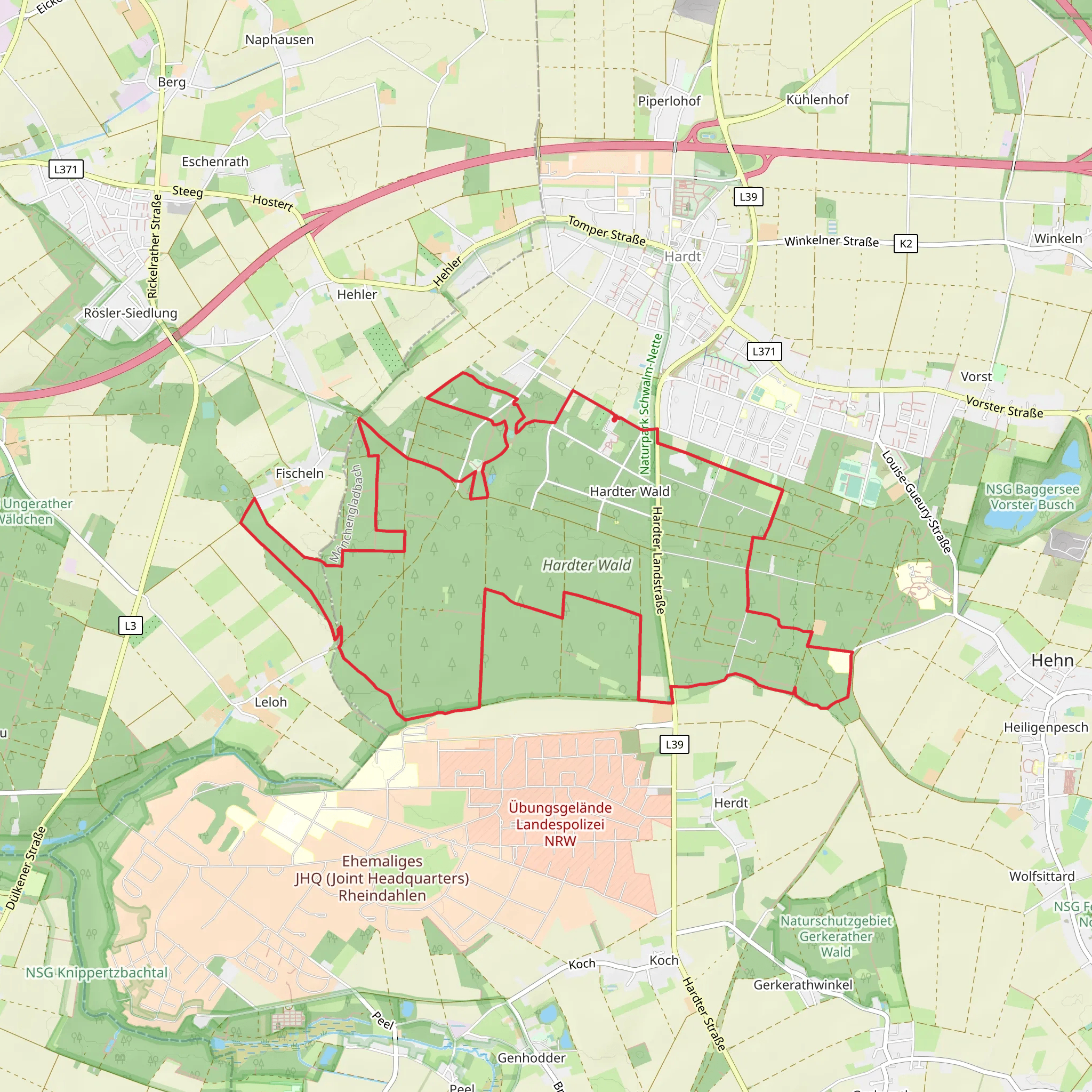 Rundweg A1, A3 and Hardter Wald 2 mobile static map