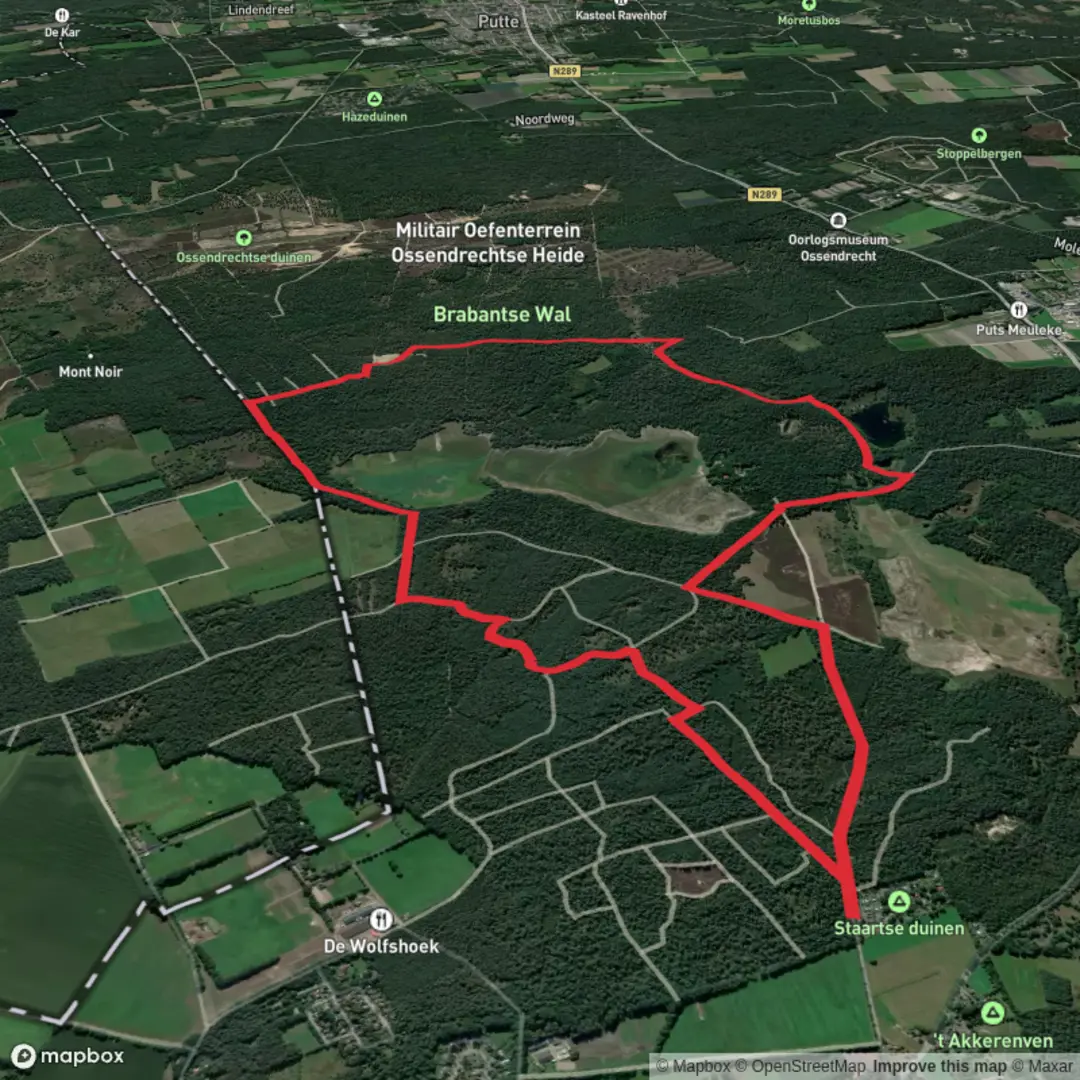 An image depicting the trail Zwaluwmeer, Zwarte Duin and Staartse Heide Loop and its surrounding area.