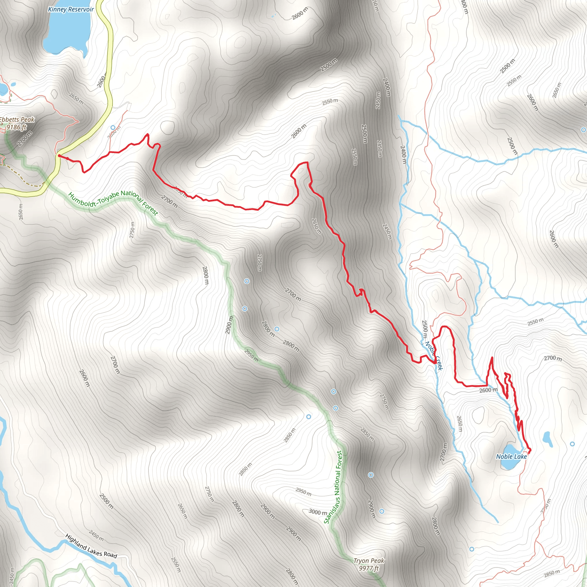 Noble Lake via PCT mobile static map