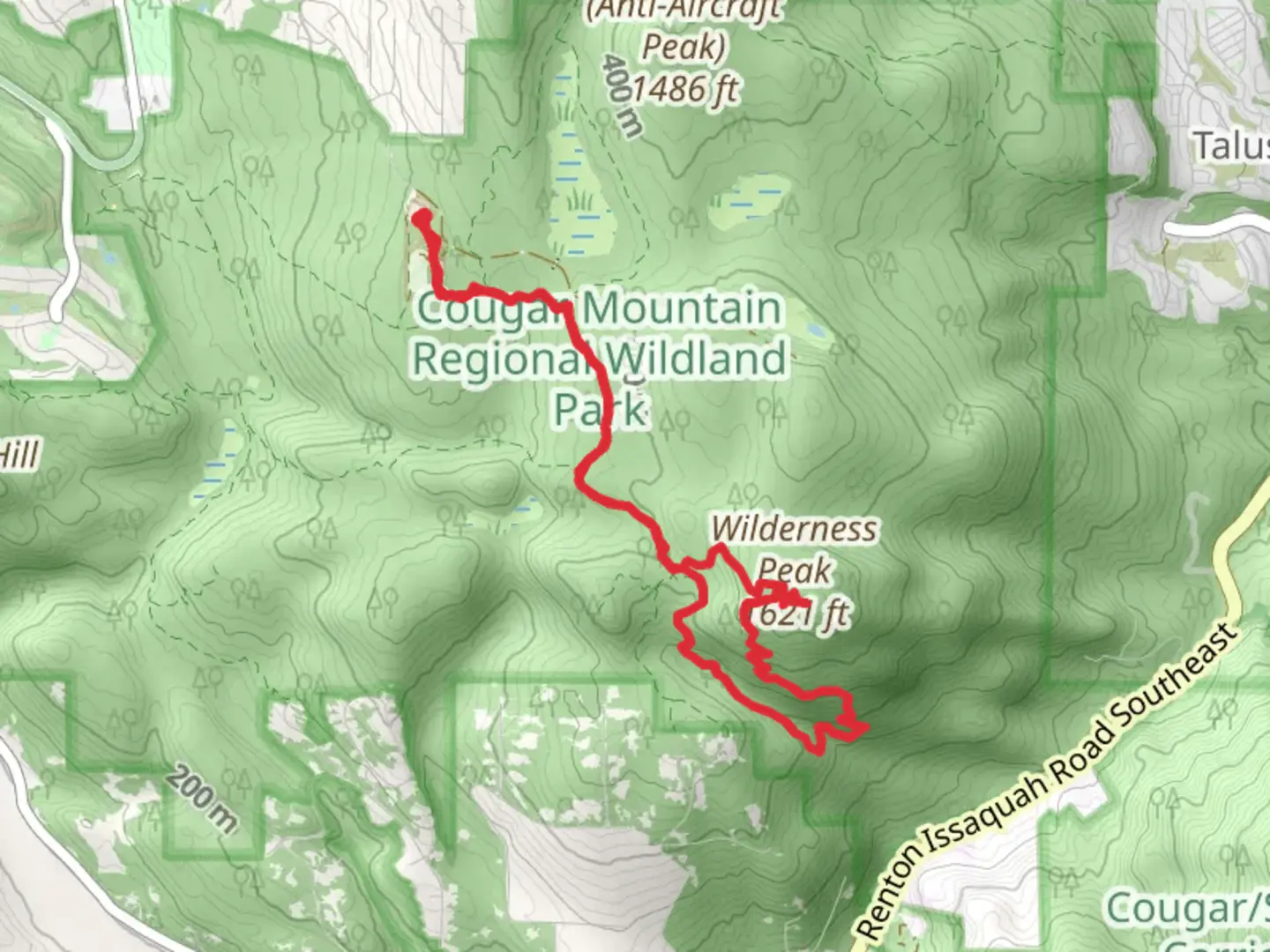An image depicting the trail Shy Bear Trail and Wilderness Cliffs Trail and its surrounding area.