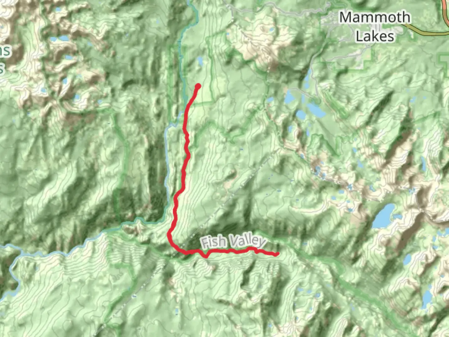 An image depicting the trail Fish Creek Trail from Reds Circle and its surrounding area.