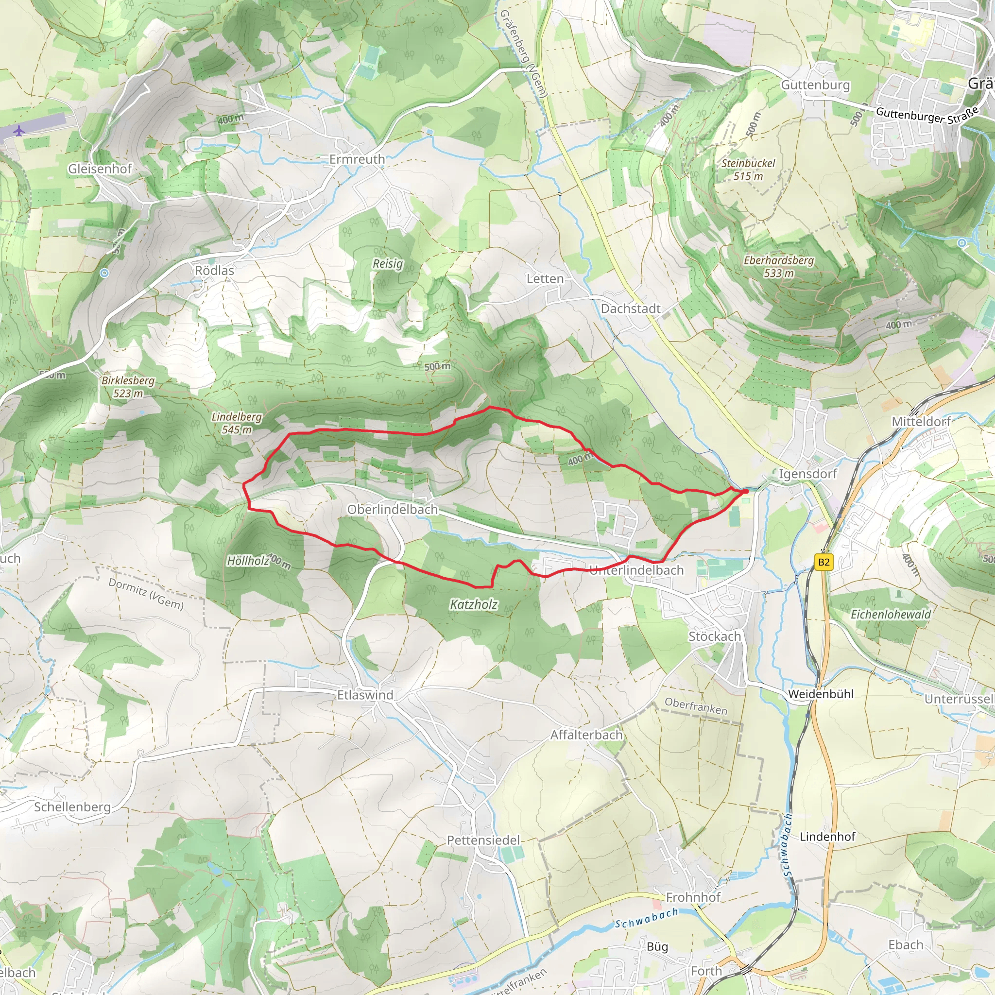 Oberlindelbach Loop mobile static map