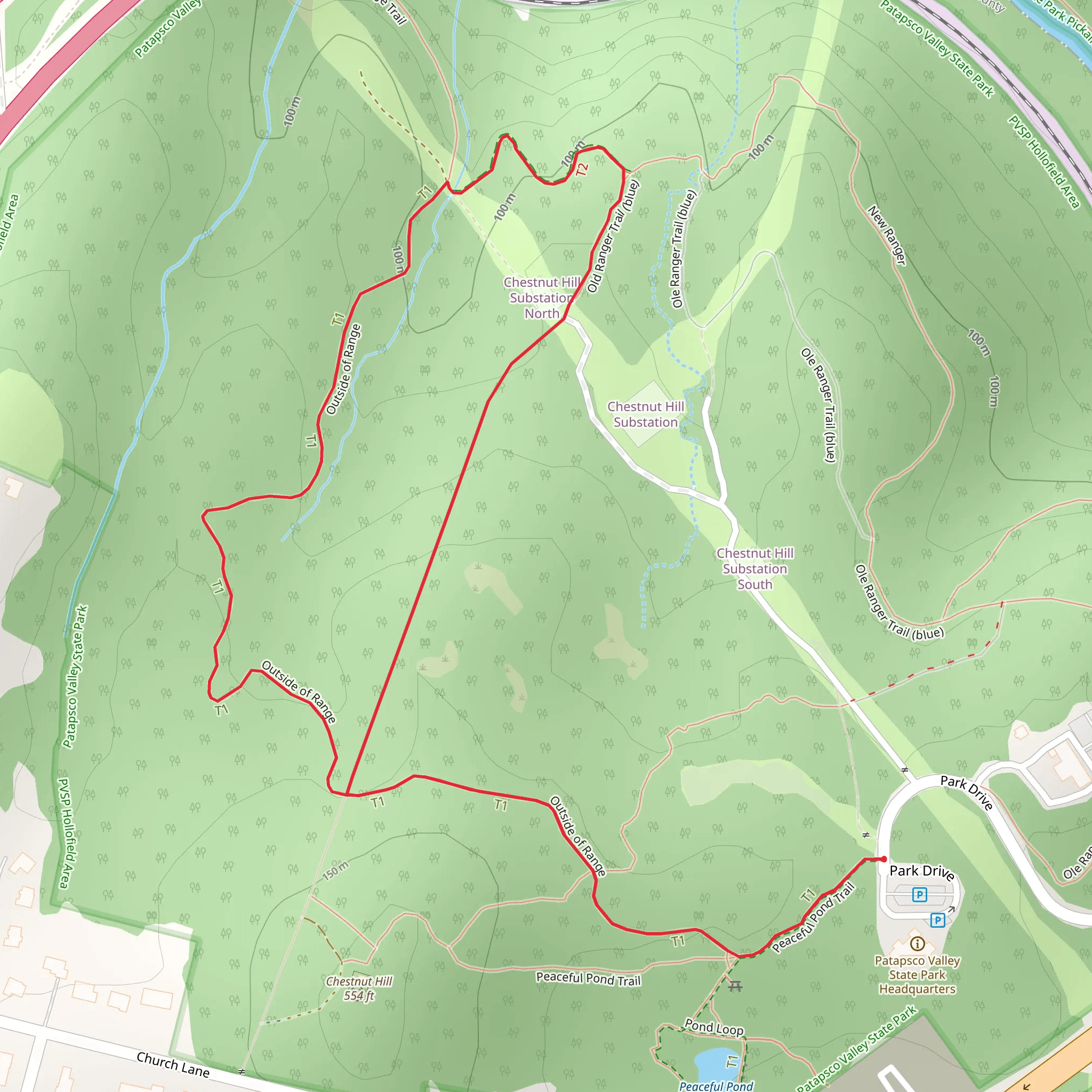 Out of Range Trail and Ole Ranger Loop Trail mobile static map