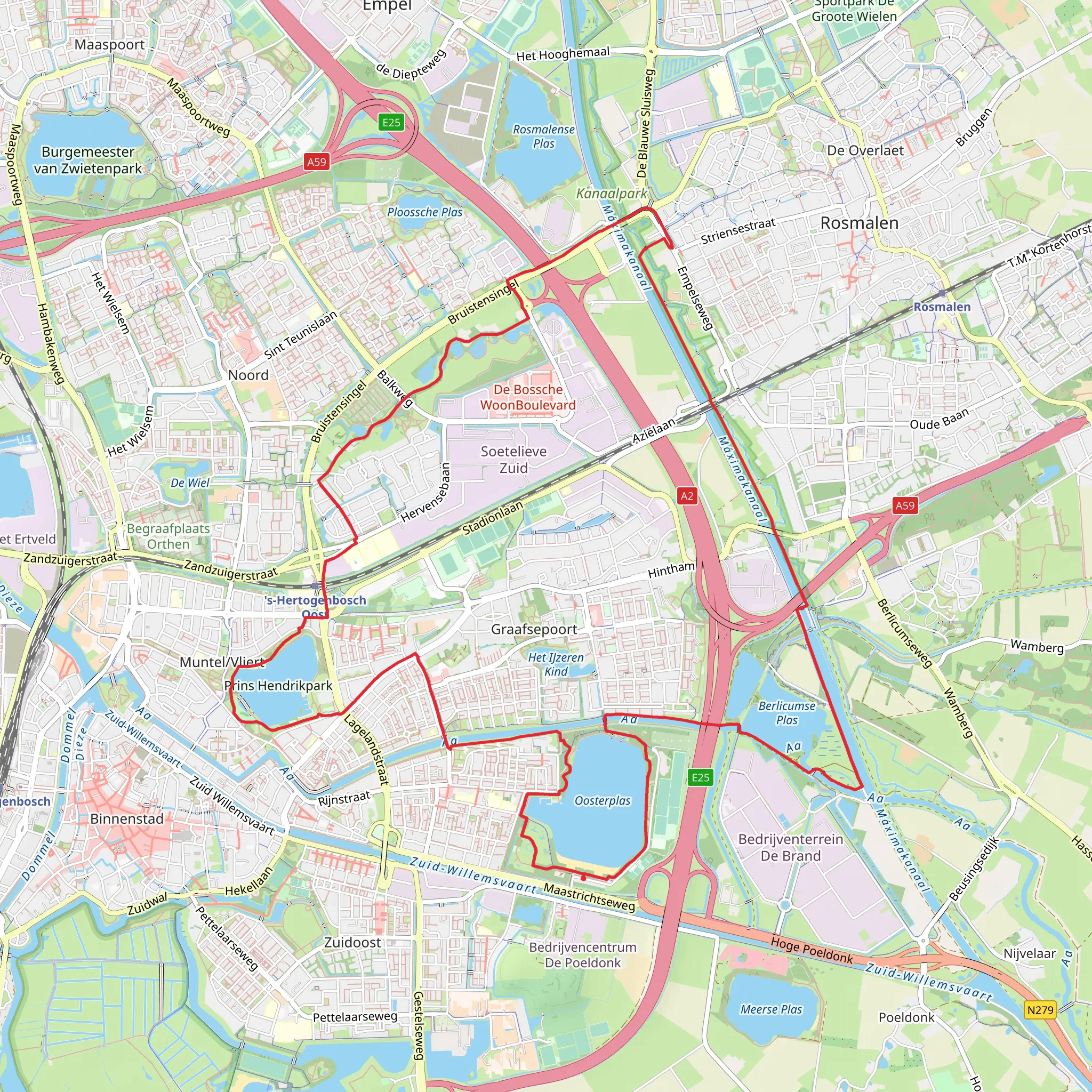 Oosterplas, Berlicumse Plas and De Ijzeren Vrouw Loop mobile static map