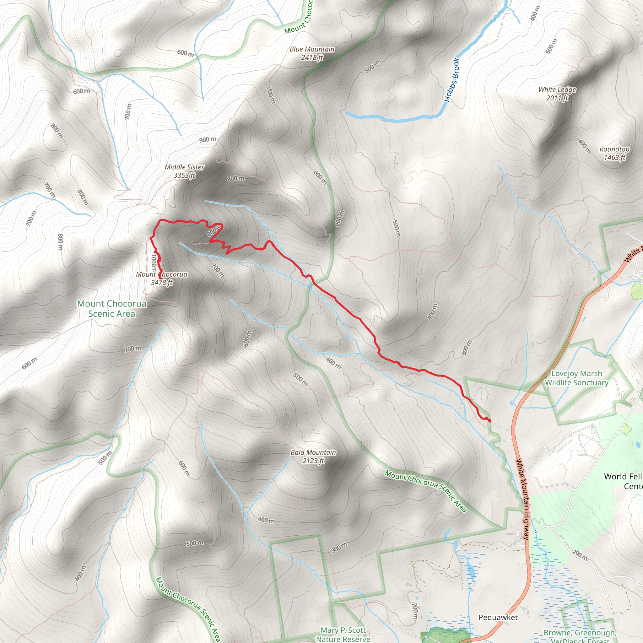 Mount Chocorua via Piper Trail mobile static map